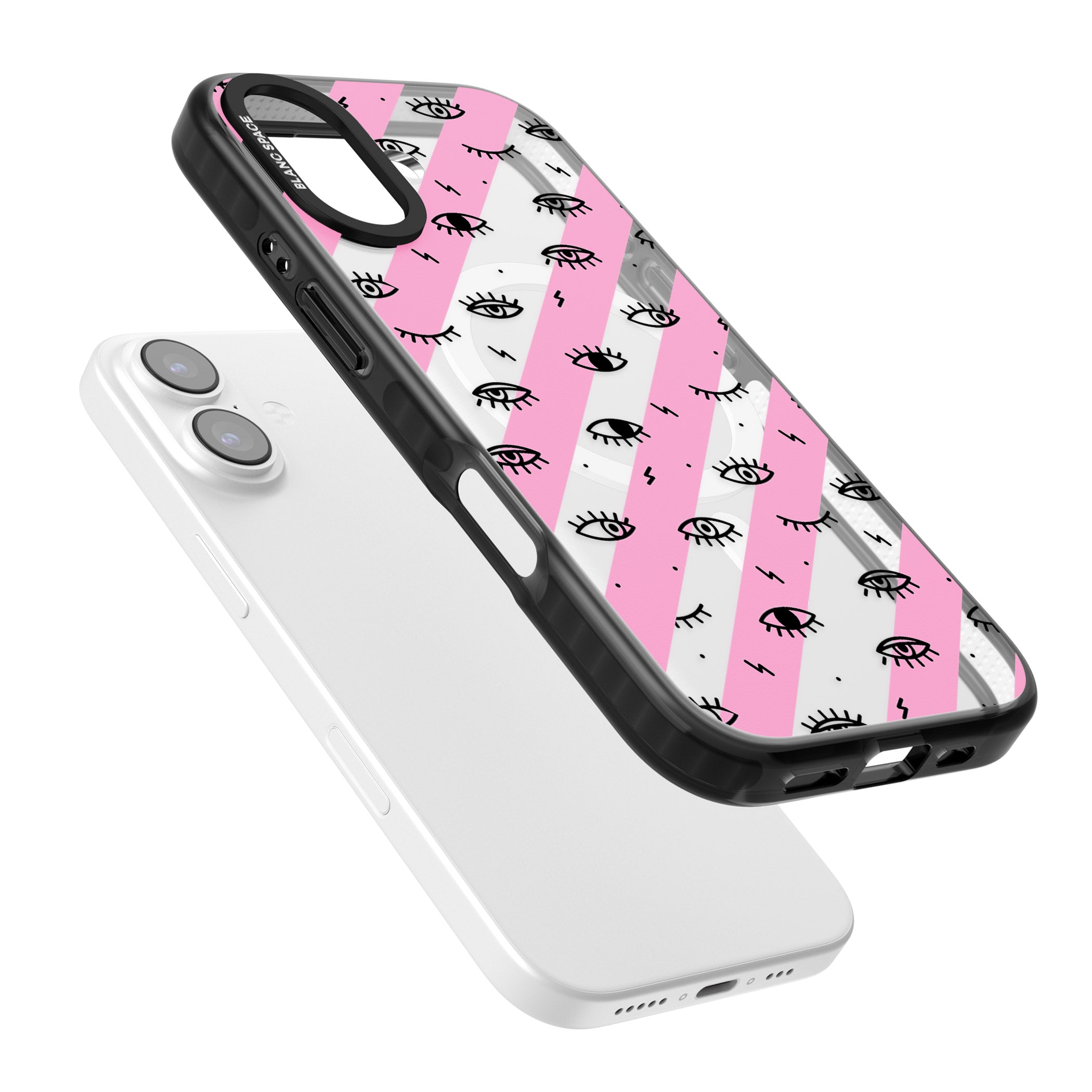 Pink Stripe Eyes iPhone 17 Impact Pro Black Phone Case Colours
