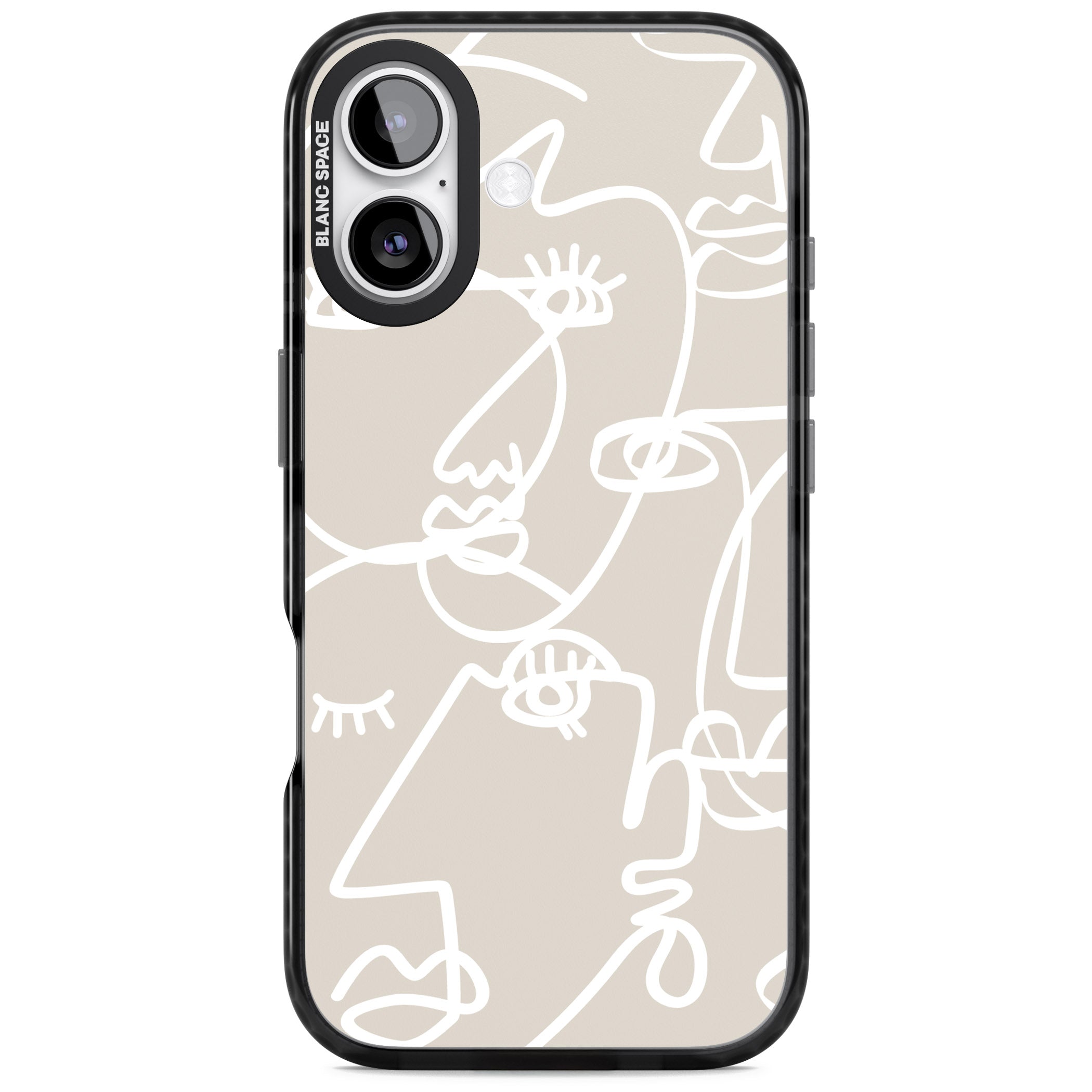 Abstract Line Art White Beige iPhone 17 Impact Pro Black Phone Case