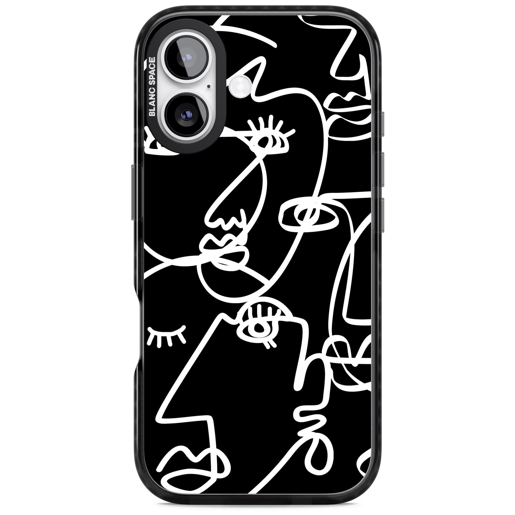 Abstract Line Art White Black iPhone 17 Impact Pro Black Phone Case