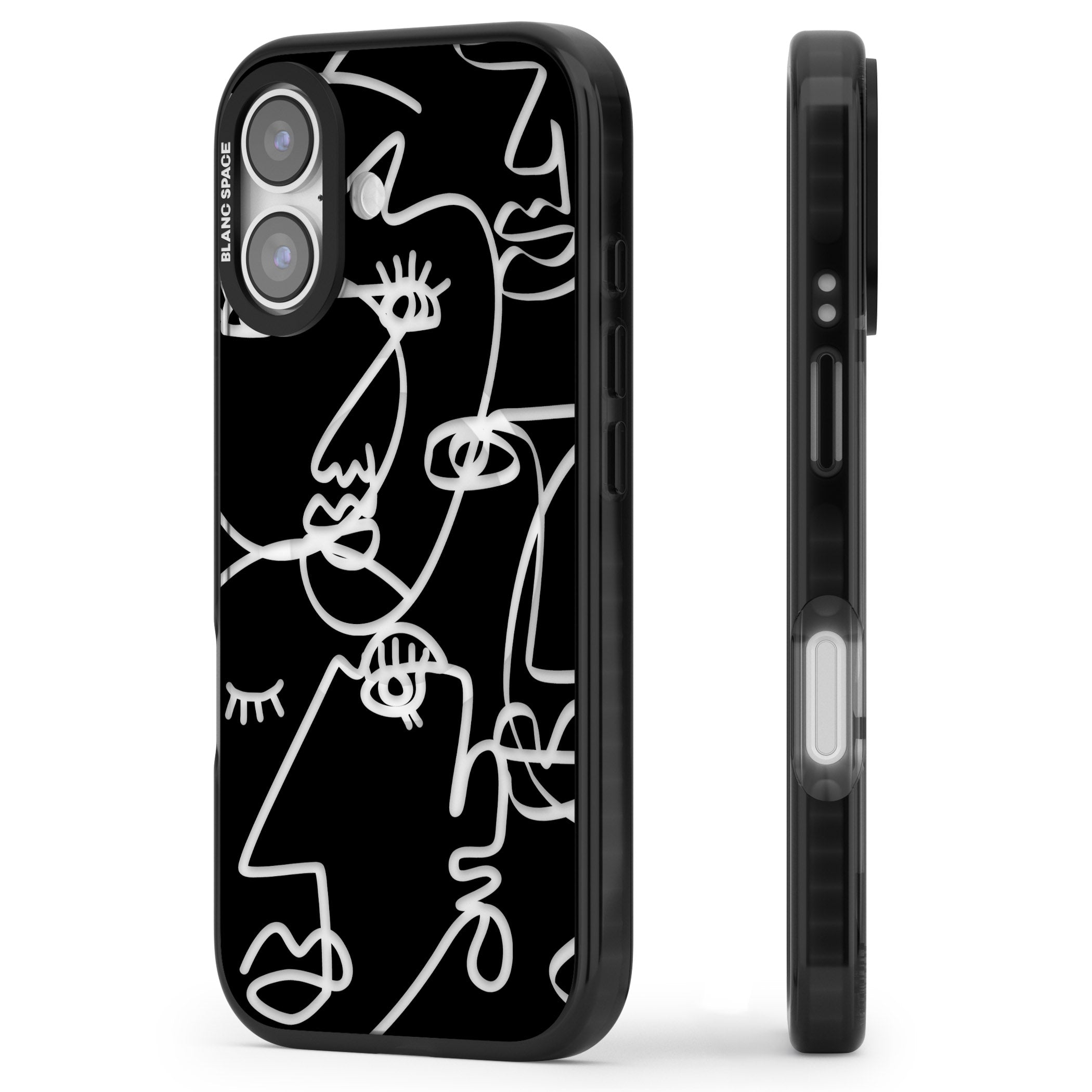 Abstract Line Art Clear Black iPhone 17 Impact Pro Black Phone Case Side Profile