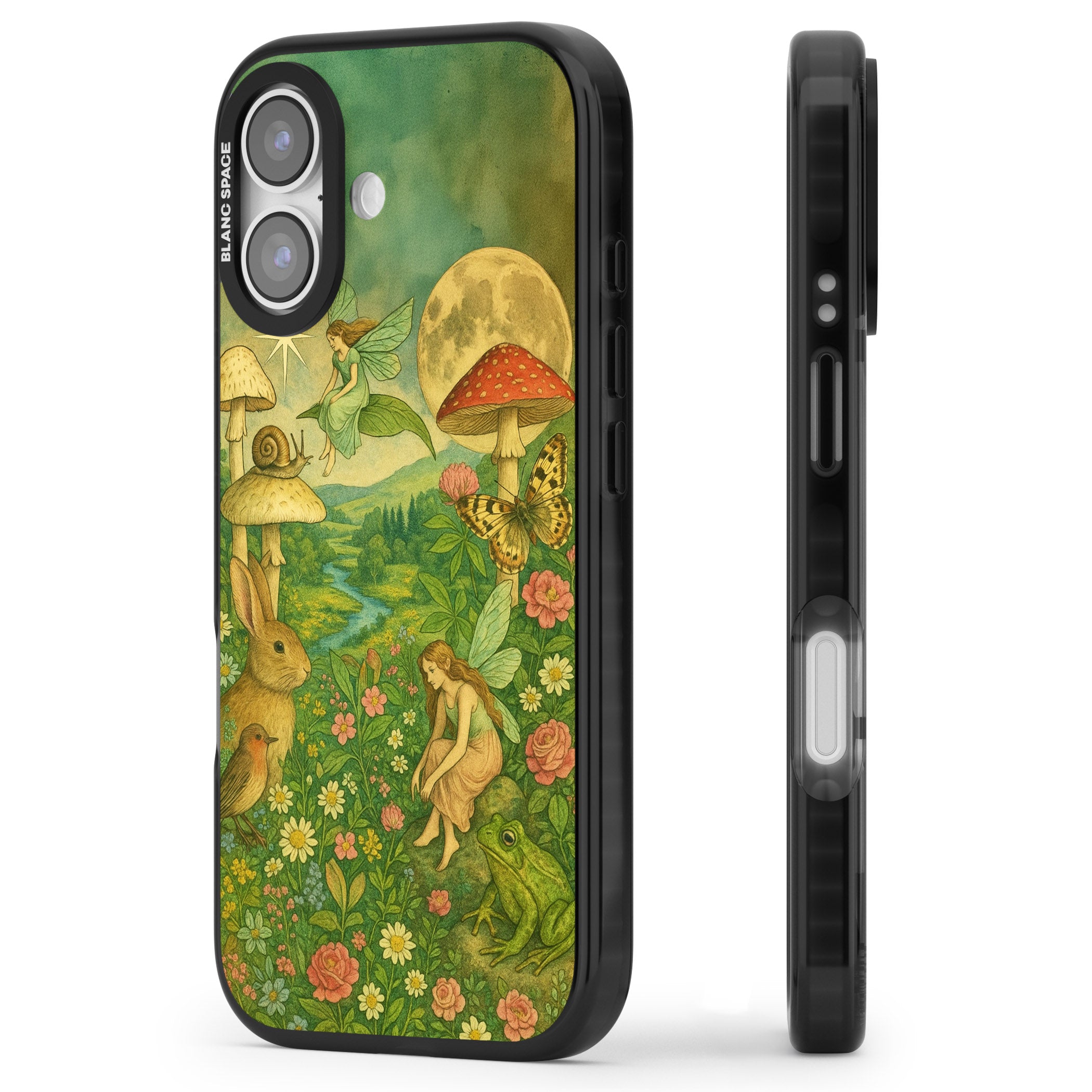 Fairies & Flowers iPhone 17 Impact Pro Black Phone Case Side Profile