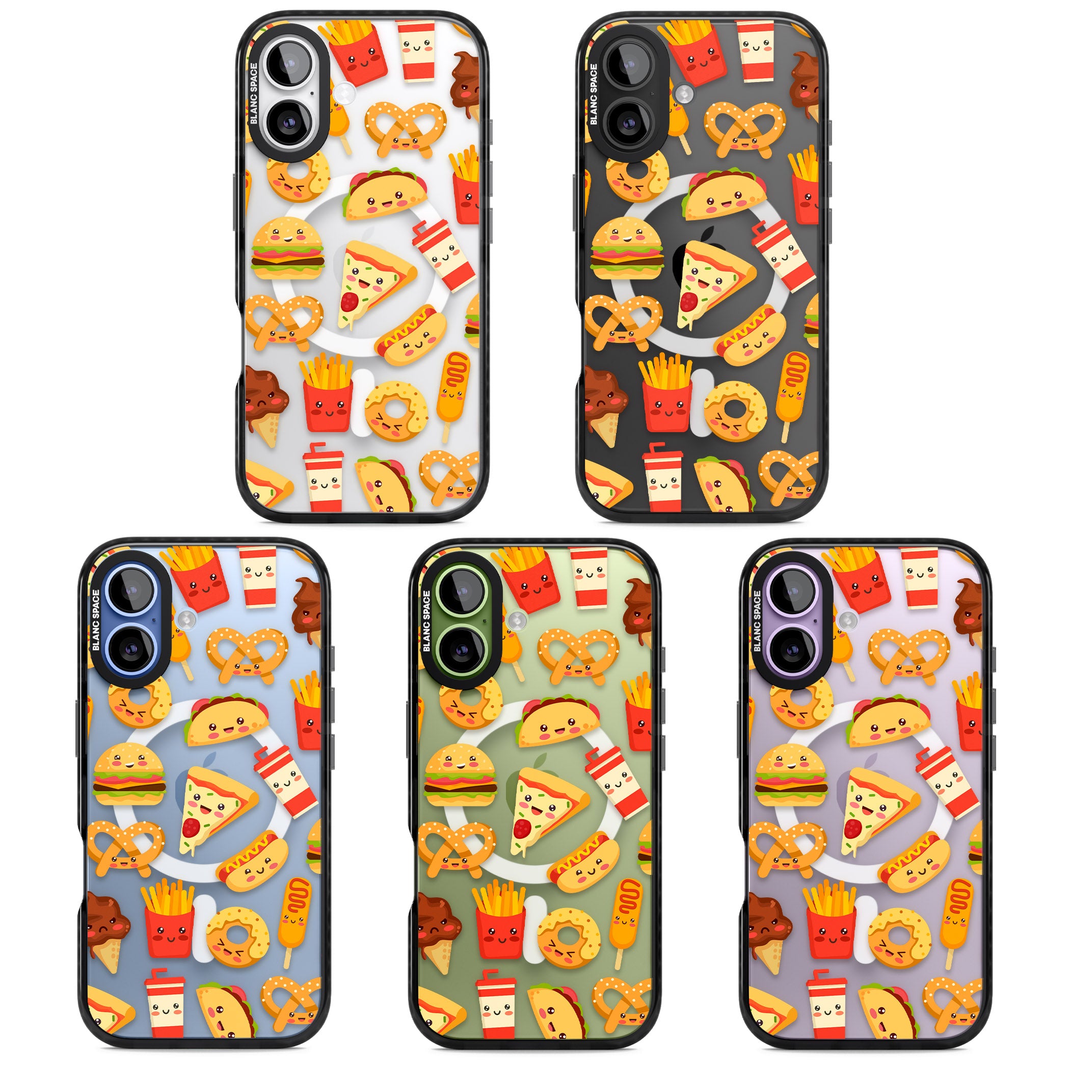 Fast Food Patterns Kawaii Fast Food Mix iPhone 17 Impact Pro Black Phone Case APT Impact Protection