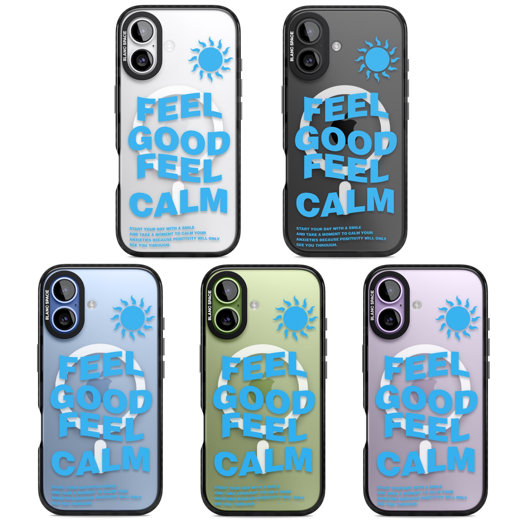 Feel Good Feel Calm (Blue) iPhone 17 Impact Pro Black Phone Case APT Impact Protection