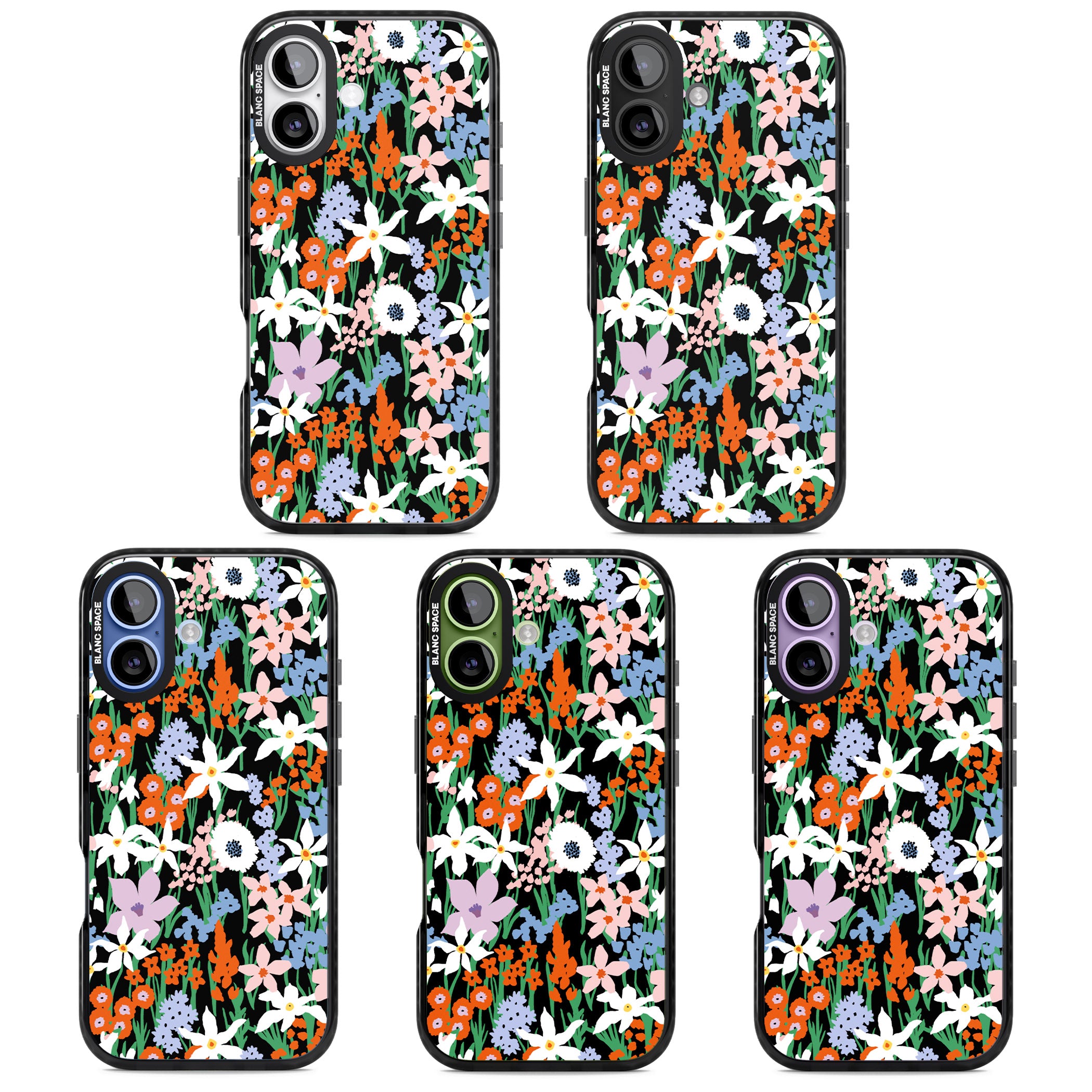Floral Bloom Meadow Solid iPhone 17 Impact Pro Black Phone Case APT Impact Protection