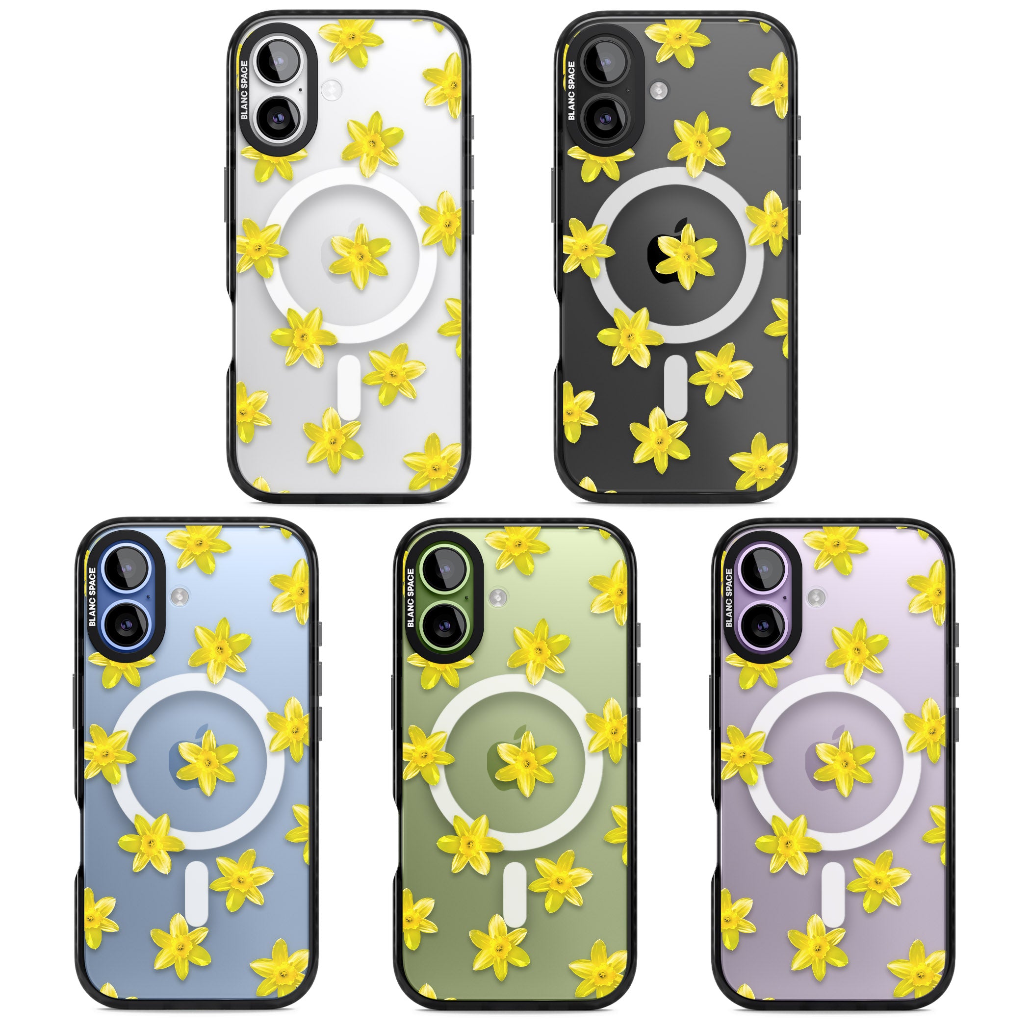 Daffodils Transparent Pattern iPhone 17 Impact Pro Black Phone Case APT Impact Protection