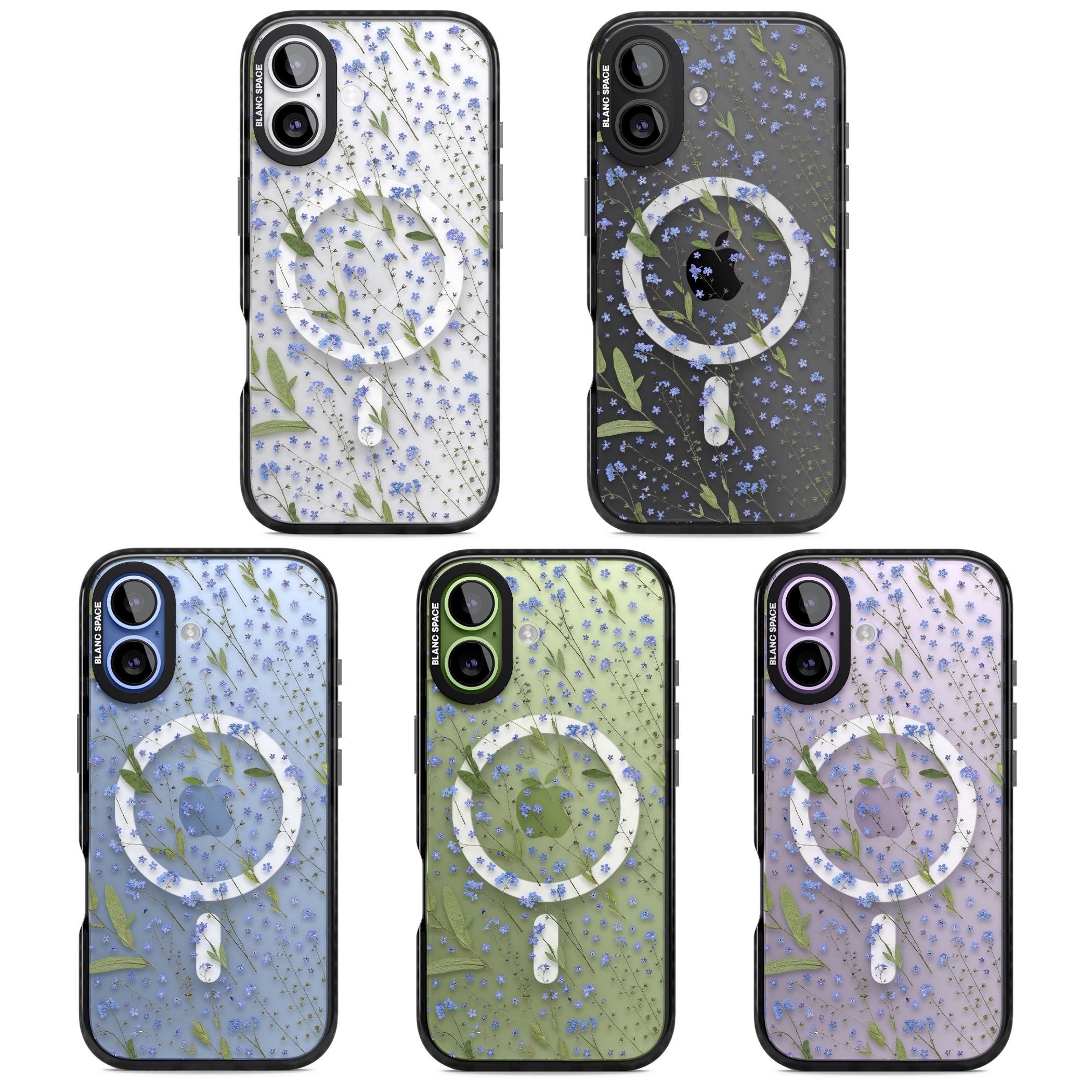 Blue Meadow Floral iPhone 17 Impact Pro Black Phone Case APT Impact Protection