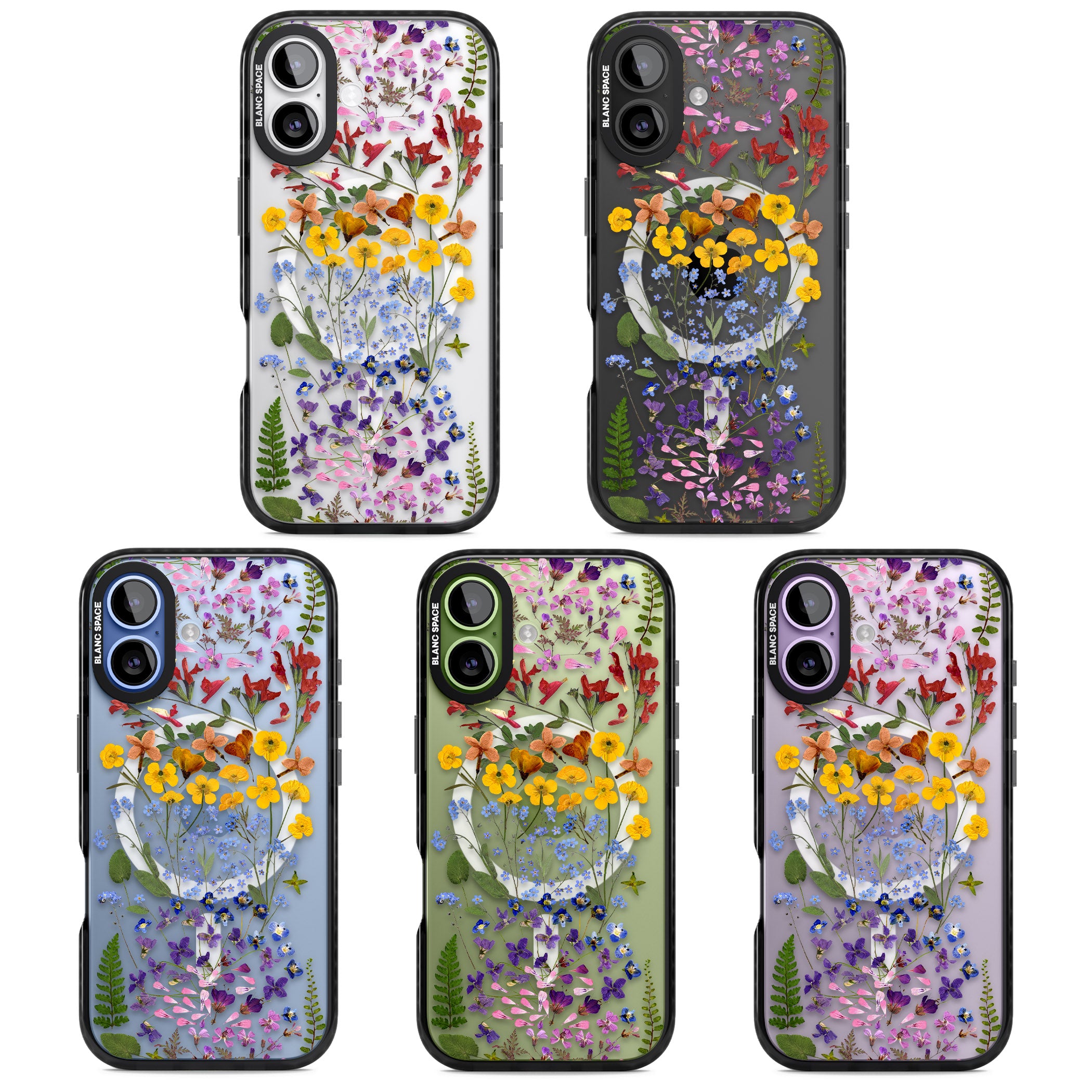 Pressed Wildflower Stripe iPhone 17 Impact Pro Black Phone Case APT Impact Protection