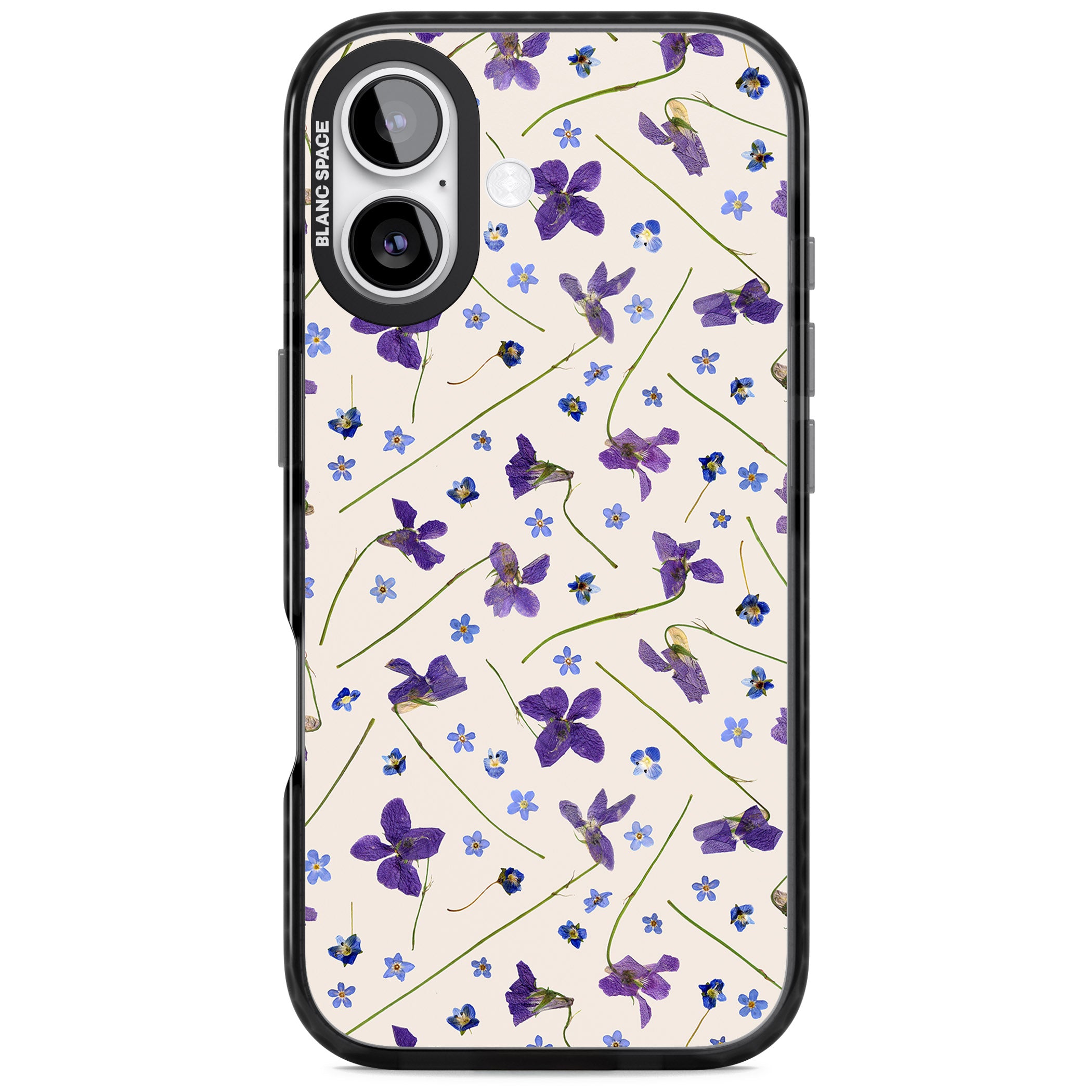 Violet Floral Dream Cream iPhone 17 Impact Pro Black Phone Case