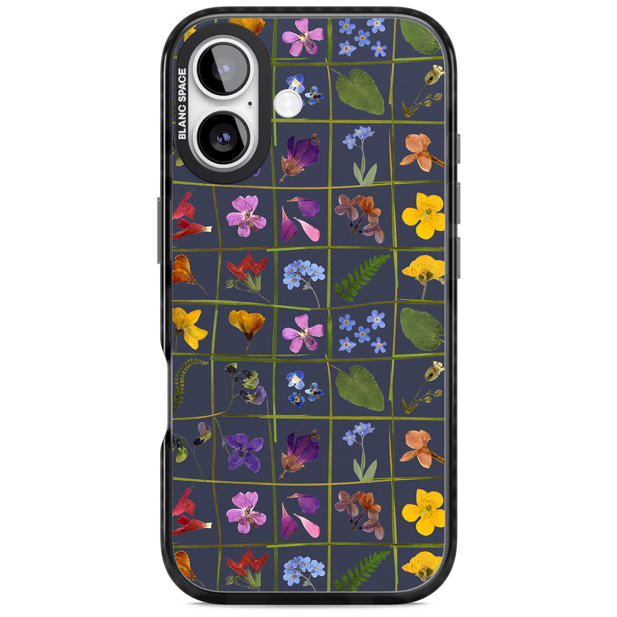 Wildflower Grid iPhone 17 Impact Pro Black Phone Case