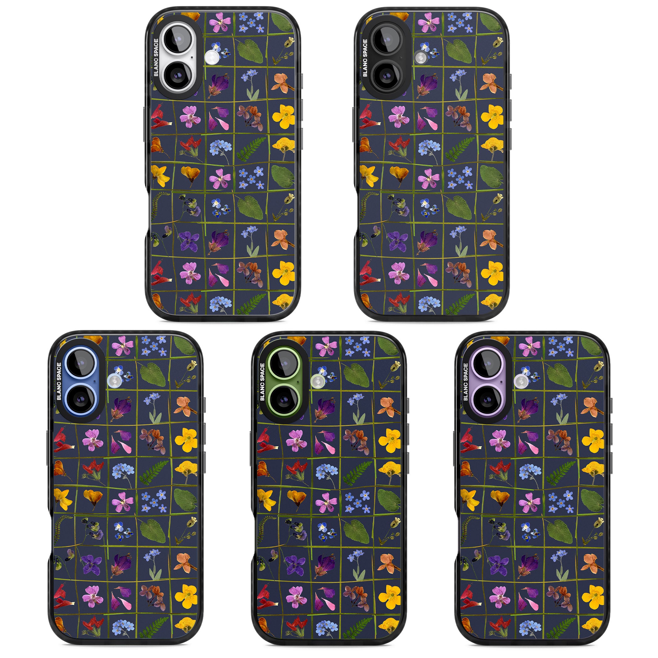 Wildflower Grid iPhone 17 Impact Pro Black Phone Case APT Impact Protection