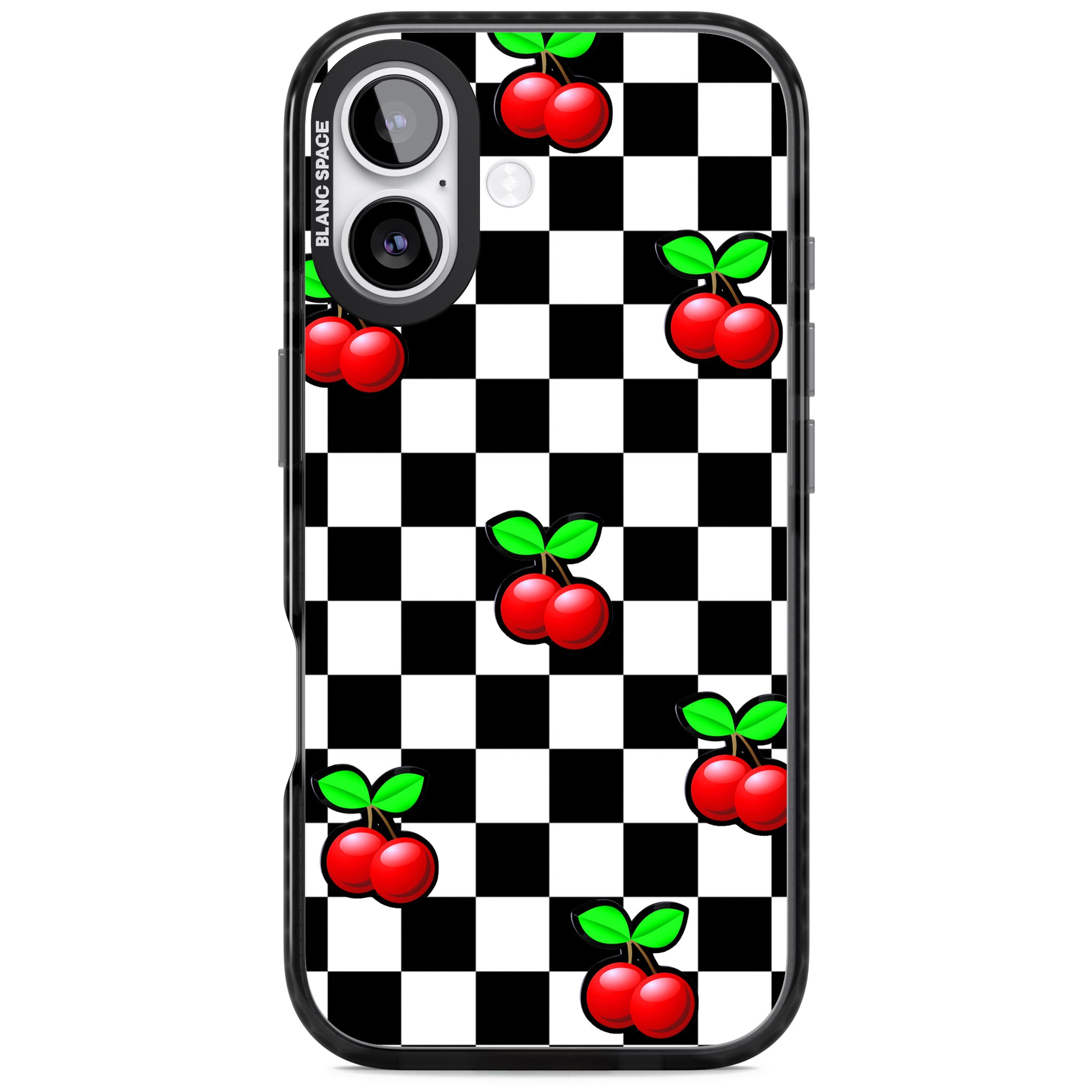 Checkered Cherry iPhone 17 Impact Pro Black Phone Case