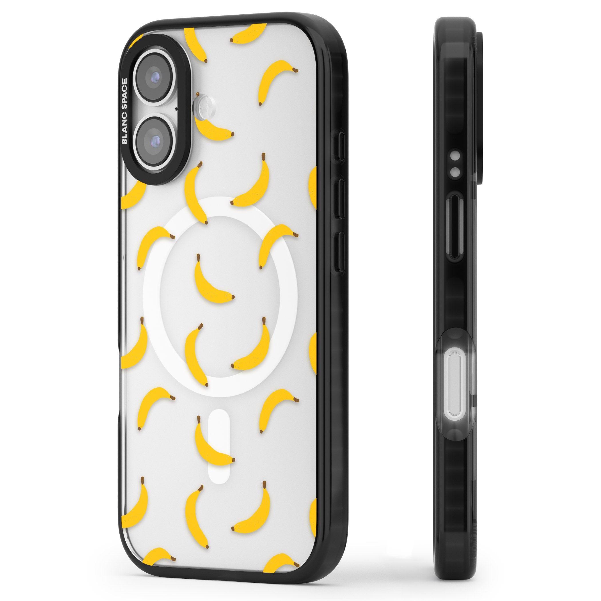 Banana Pattern iPhone 17 Impact Pro Black Phone Case Side Profile
