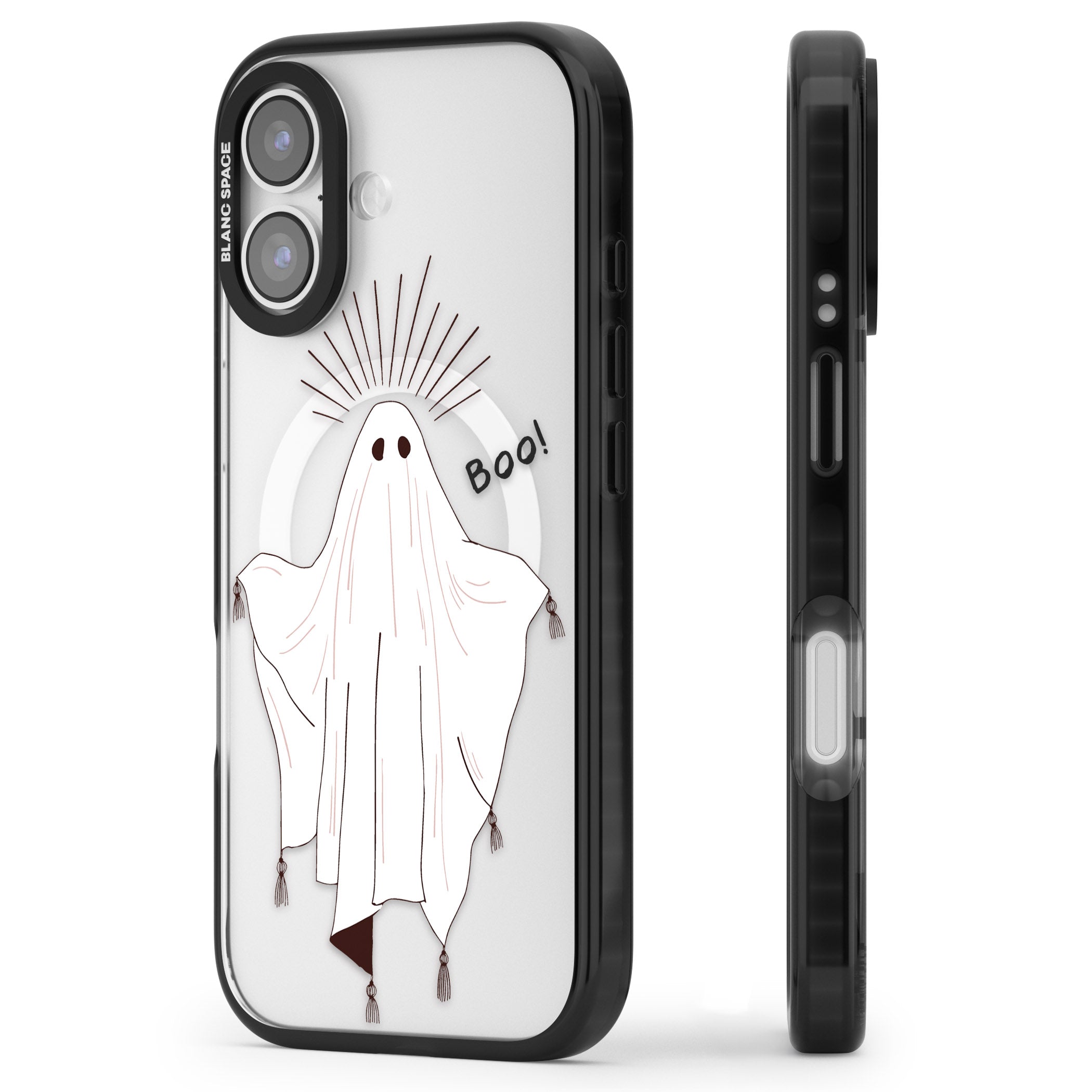 Boo! iPhone 17 Impact Pro Black Phone Case Side Profile