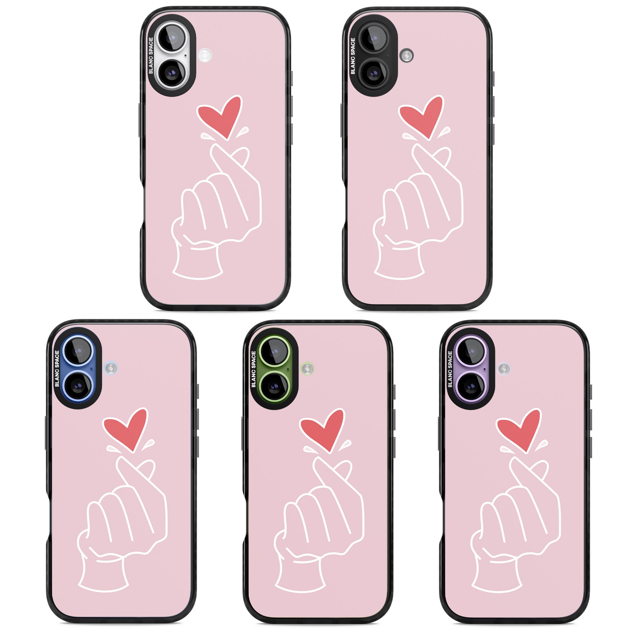 Pink Heart Hand iPhone 17 Impact Pro Black Phone Case APT Impact Protection