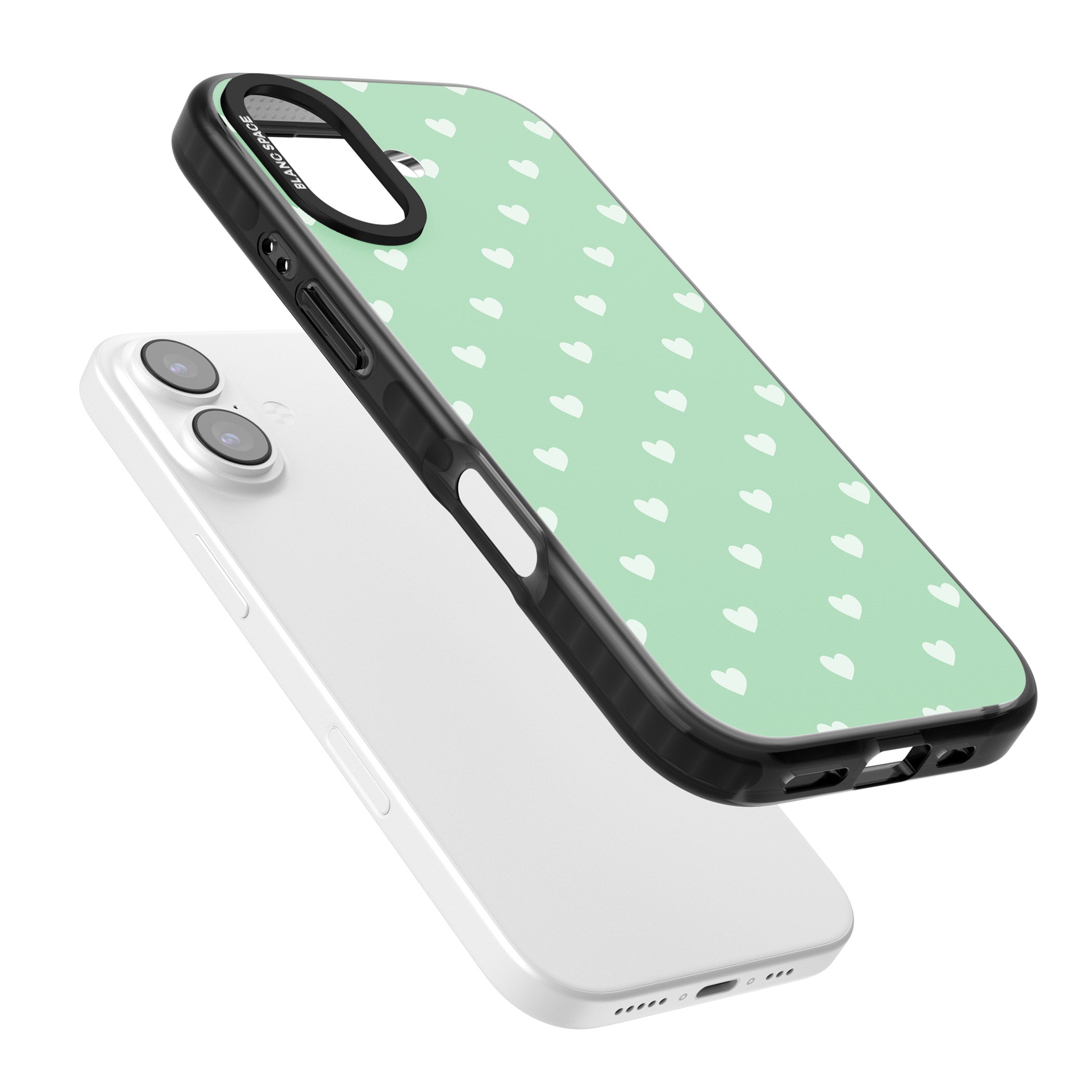 Small Heart Pattern: Green iPhone 17 Impact Pro Black Phone Case Colours