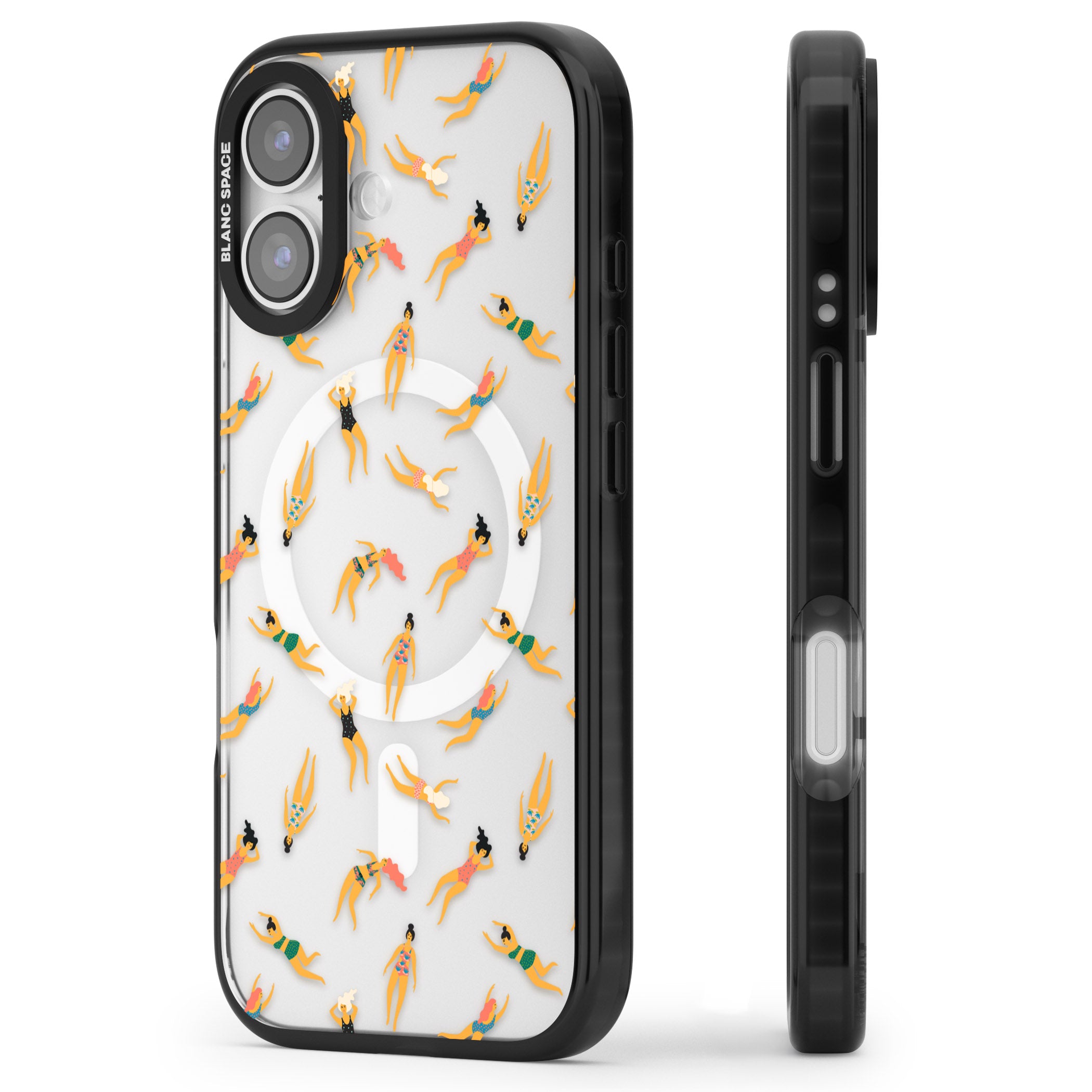 Poolside Pattern iPhone 17 Impact Pro Black Phone Case Side Profile