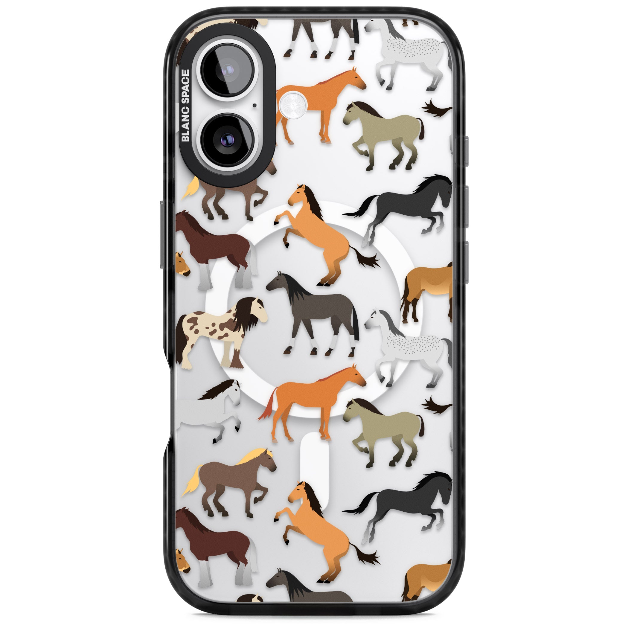 Horse Pattern iPhone 17 Impact Pro Black Phone Case