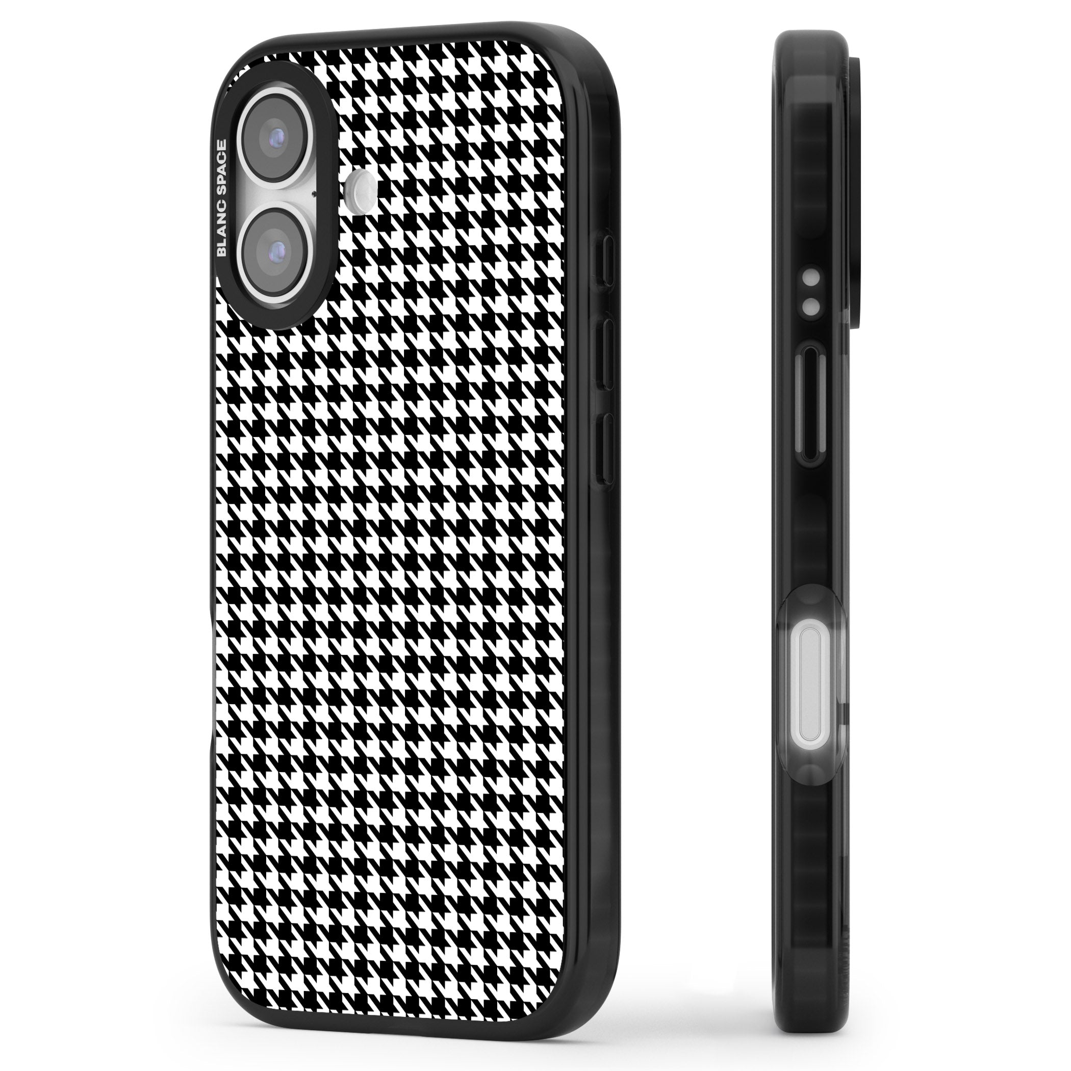 Black Houndstooth Pattern iPhone 17 Impact Pro Black Phone Case Side Profile