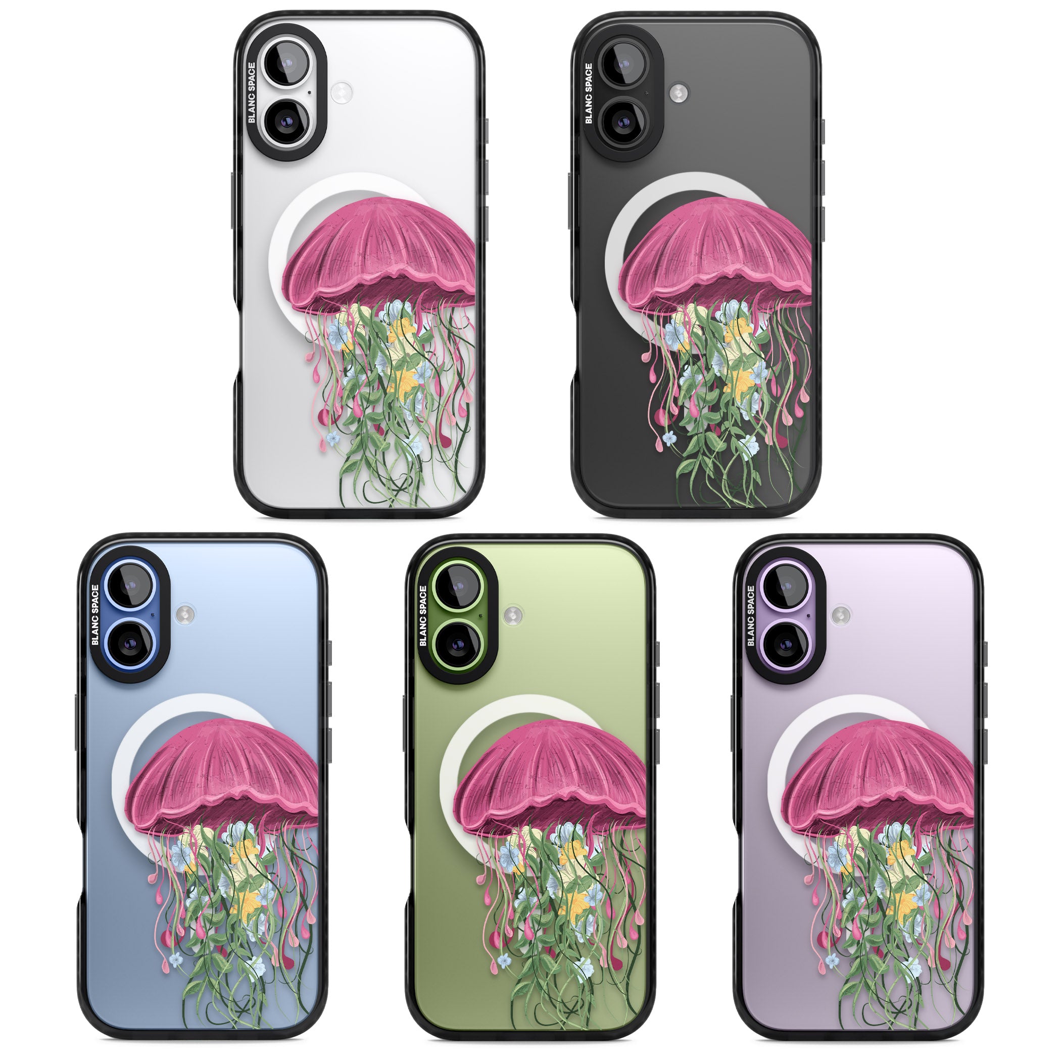 Botanical Jellyfish iPhone 17 Impact Pro Black Phone Case APT Impact Protection