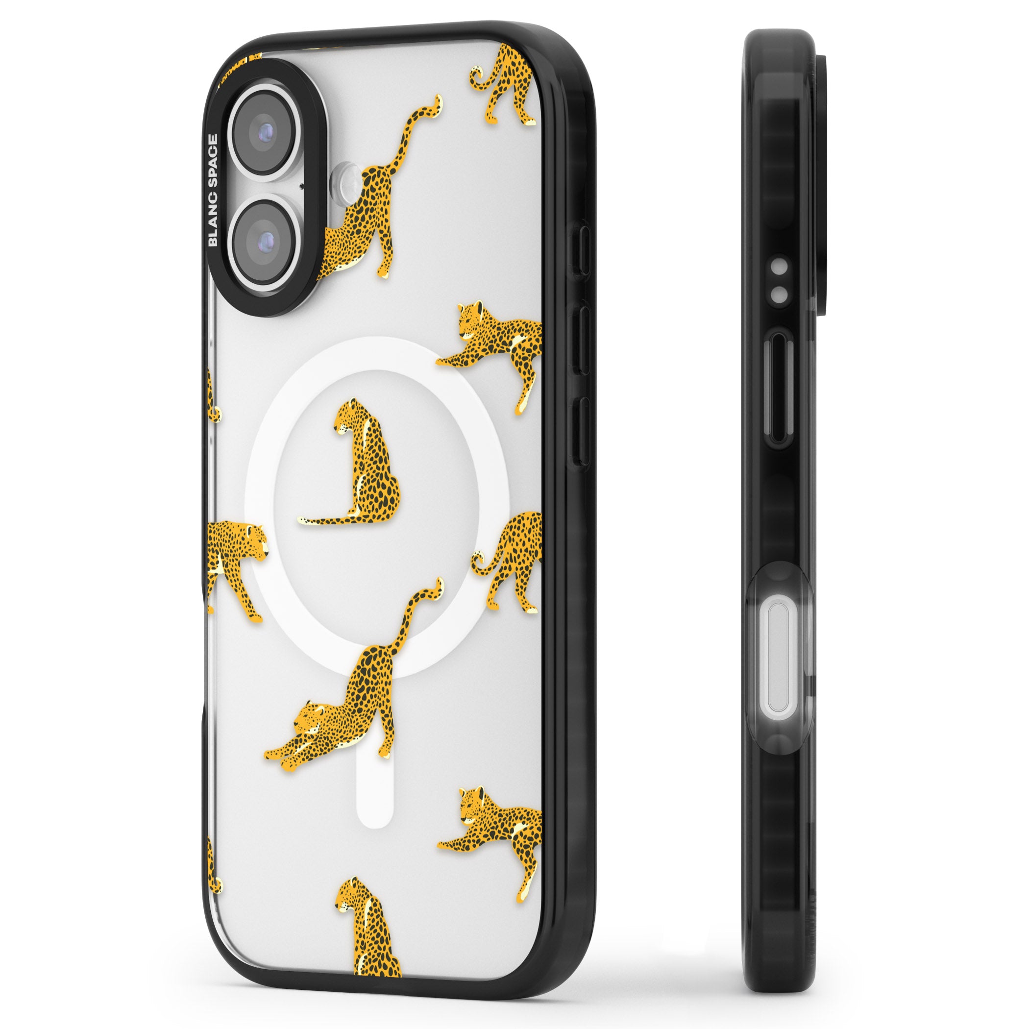 Leopard Spots iPhone 17 Impact Pro Black Phone Case Side Profile