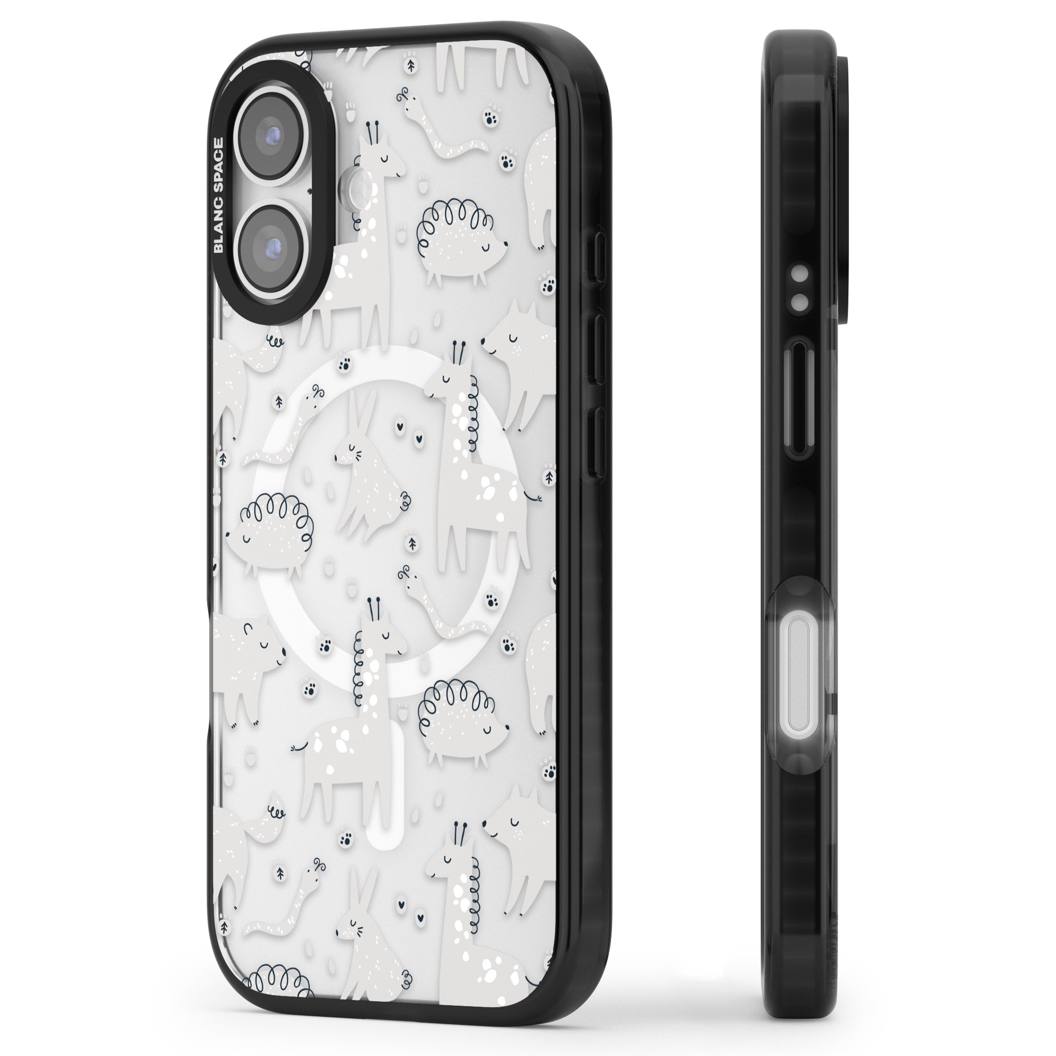 Monochrome Animal Party iPhone 17 Impact Pro Black Phone Case Side Profile