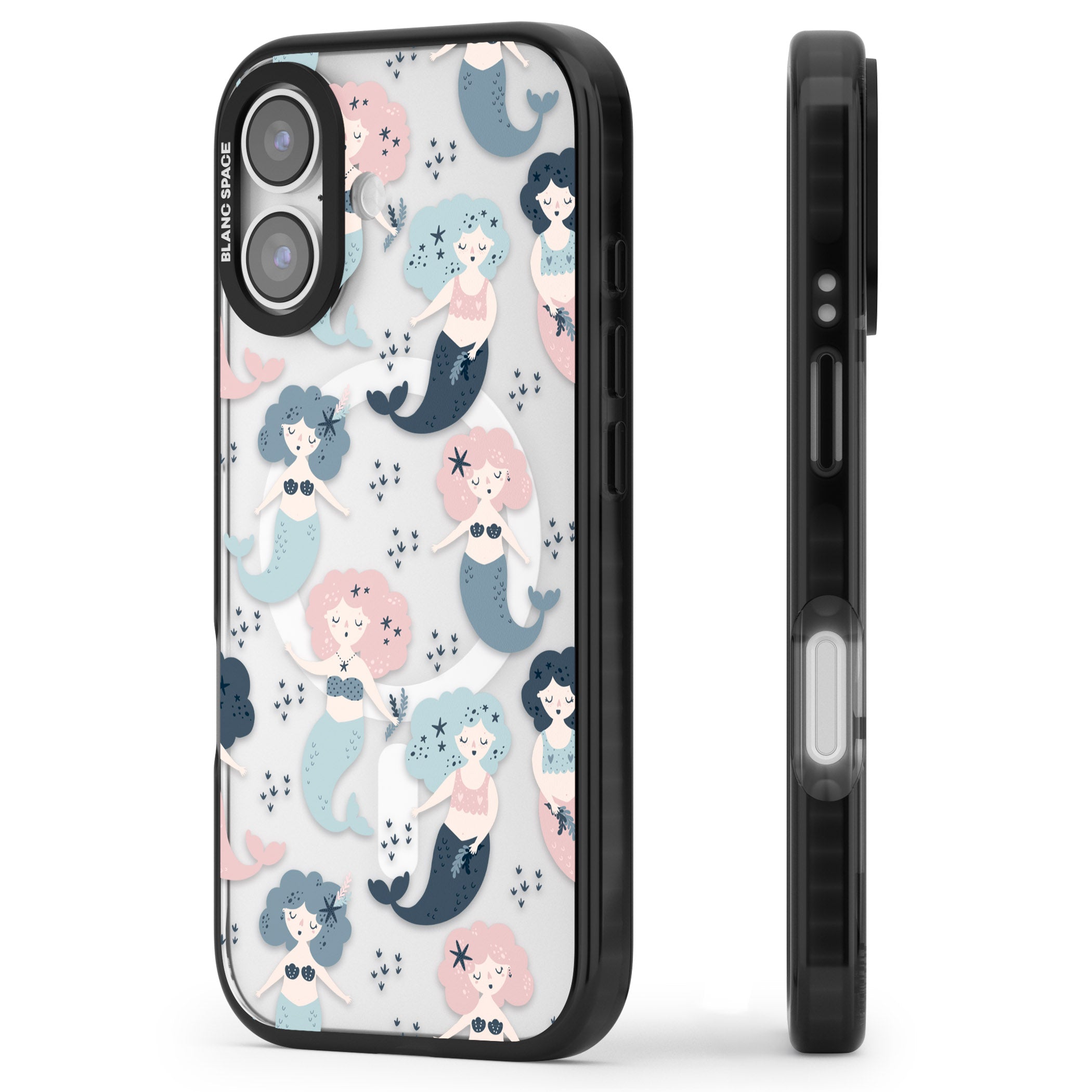 Pastel Mermaids iPhone 17 Impact Pro Black Phone Case Side Profile
