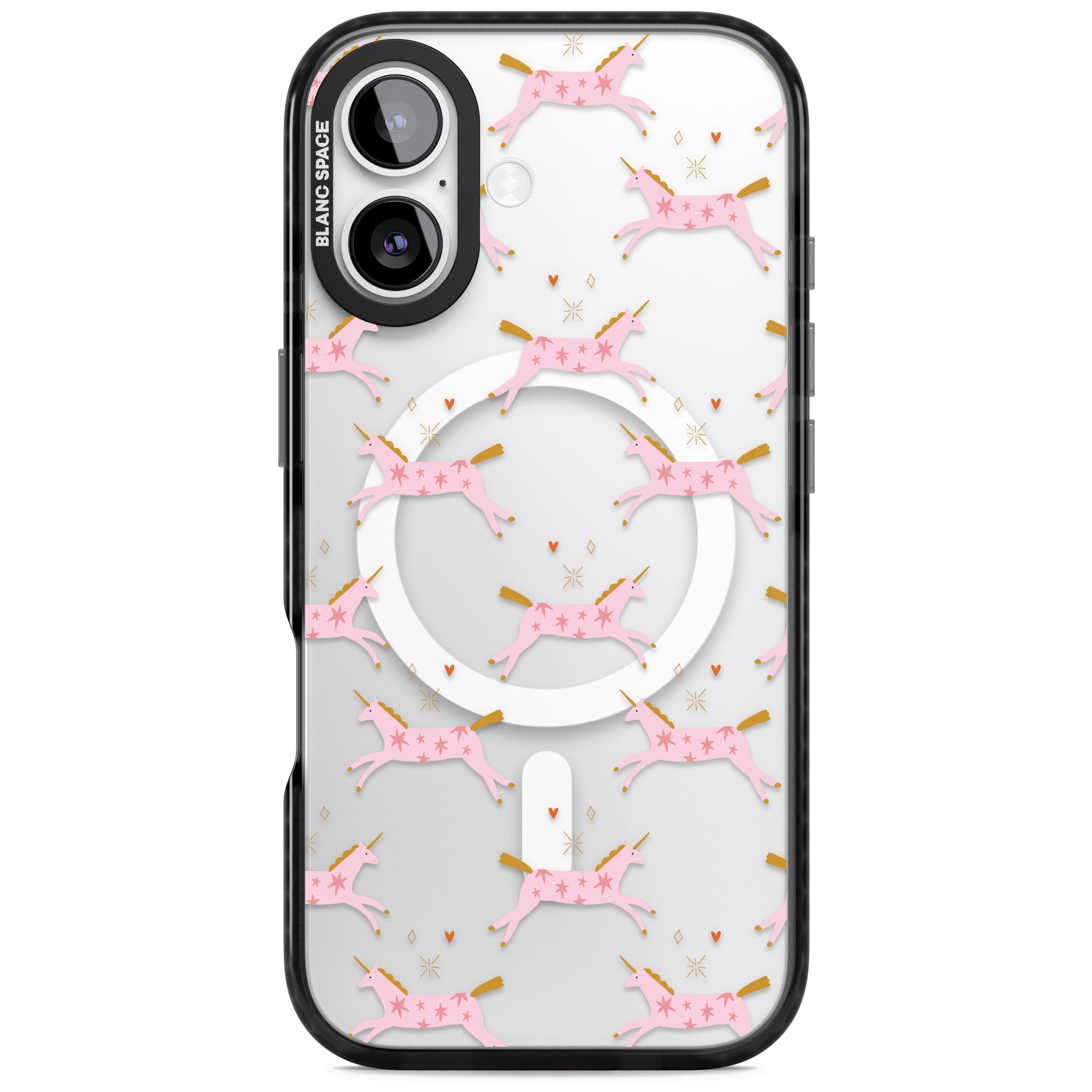 Pink Unicorn iPhone 17 Impact Pro Black Phone Case