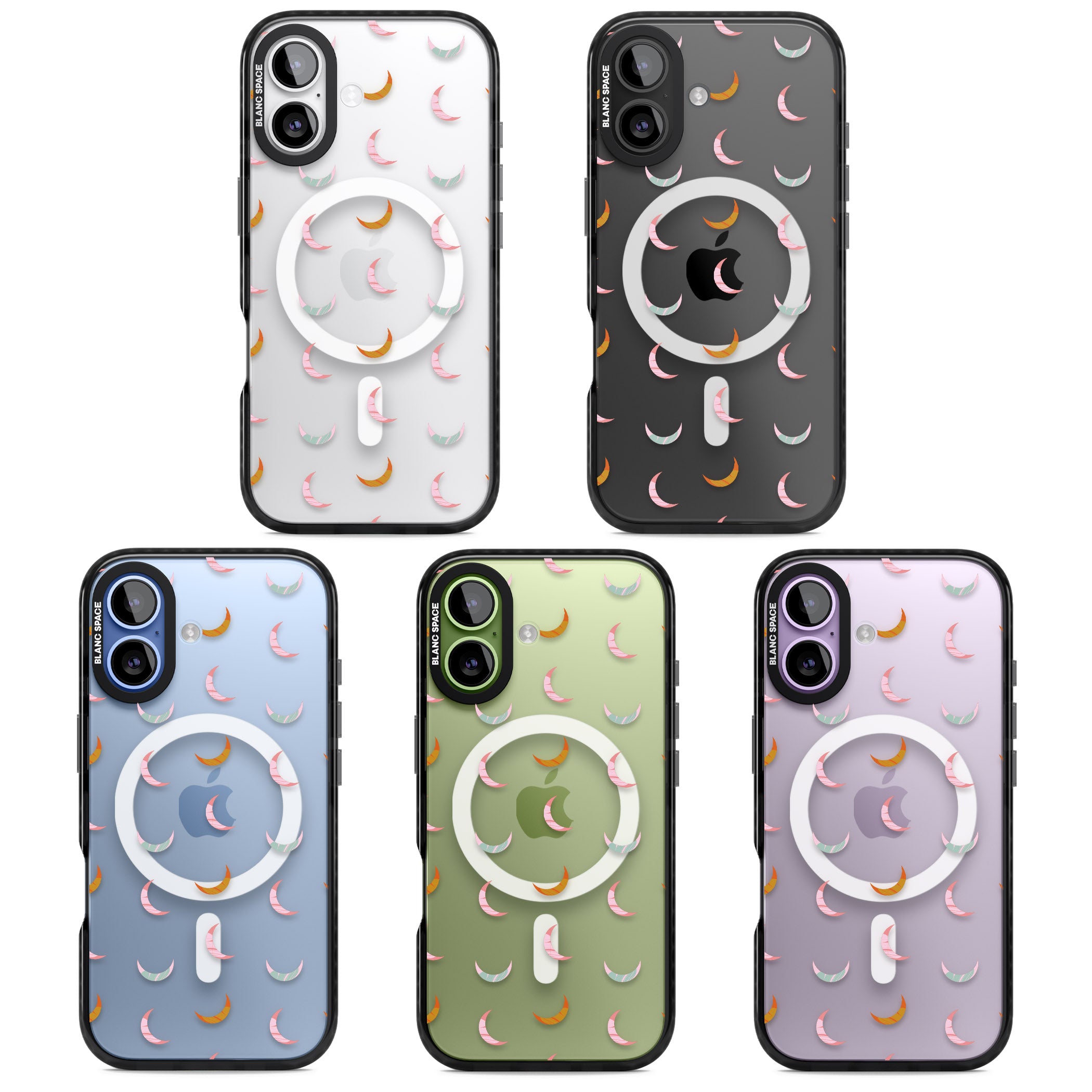 Colourful Crescent Moons iPhone 17 Impact Pro Black Phone Case APT Impact Protection