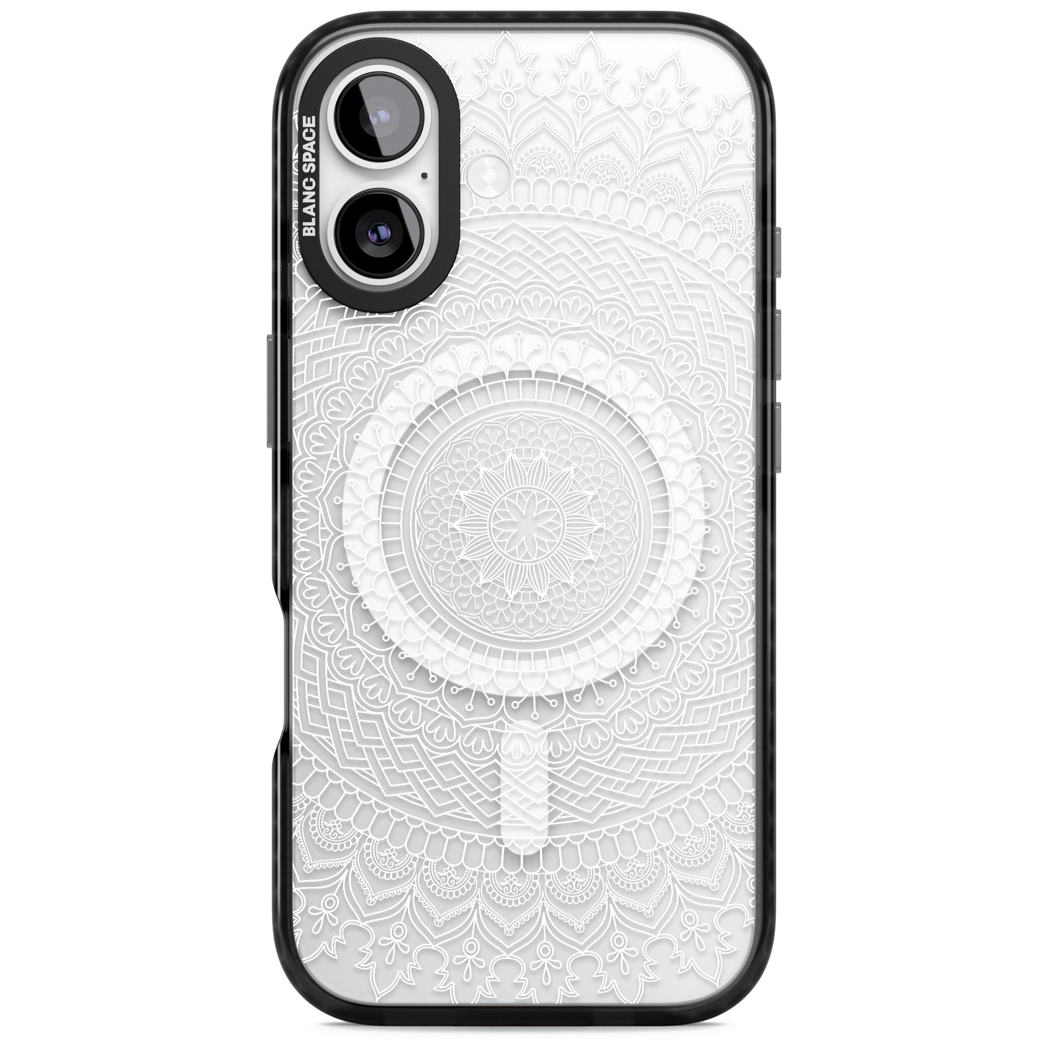 Intricate White Mandala iPhone 17 Impact Pro Black Phone Case