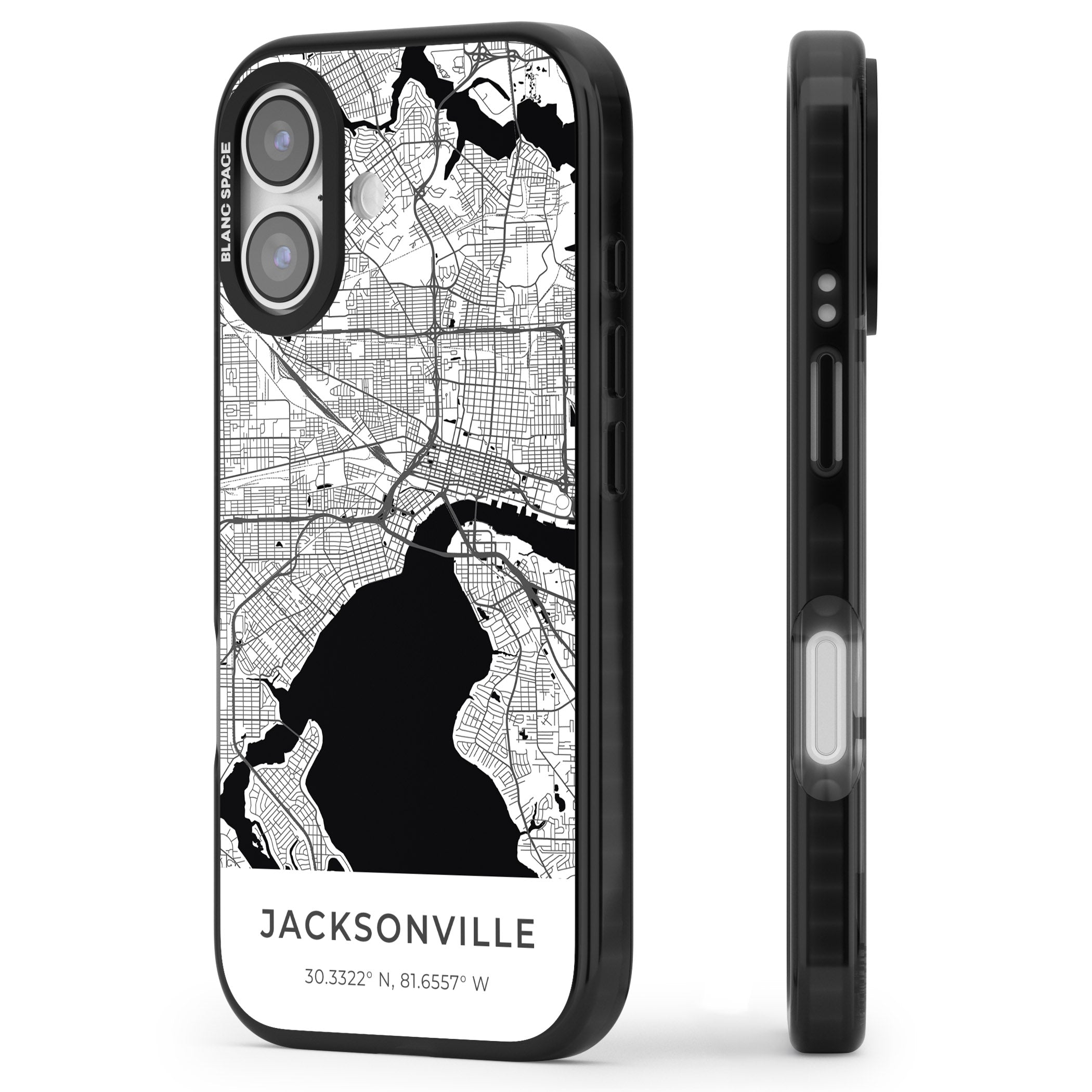 Jacksonville Map iPhone 17 Impact Pro Black Phone Case Side Profile
