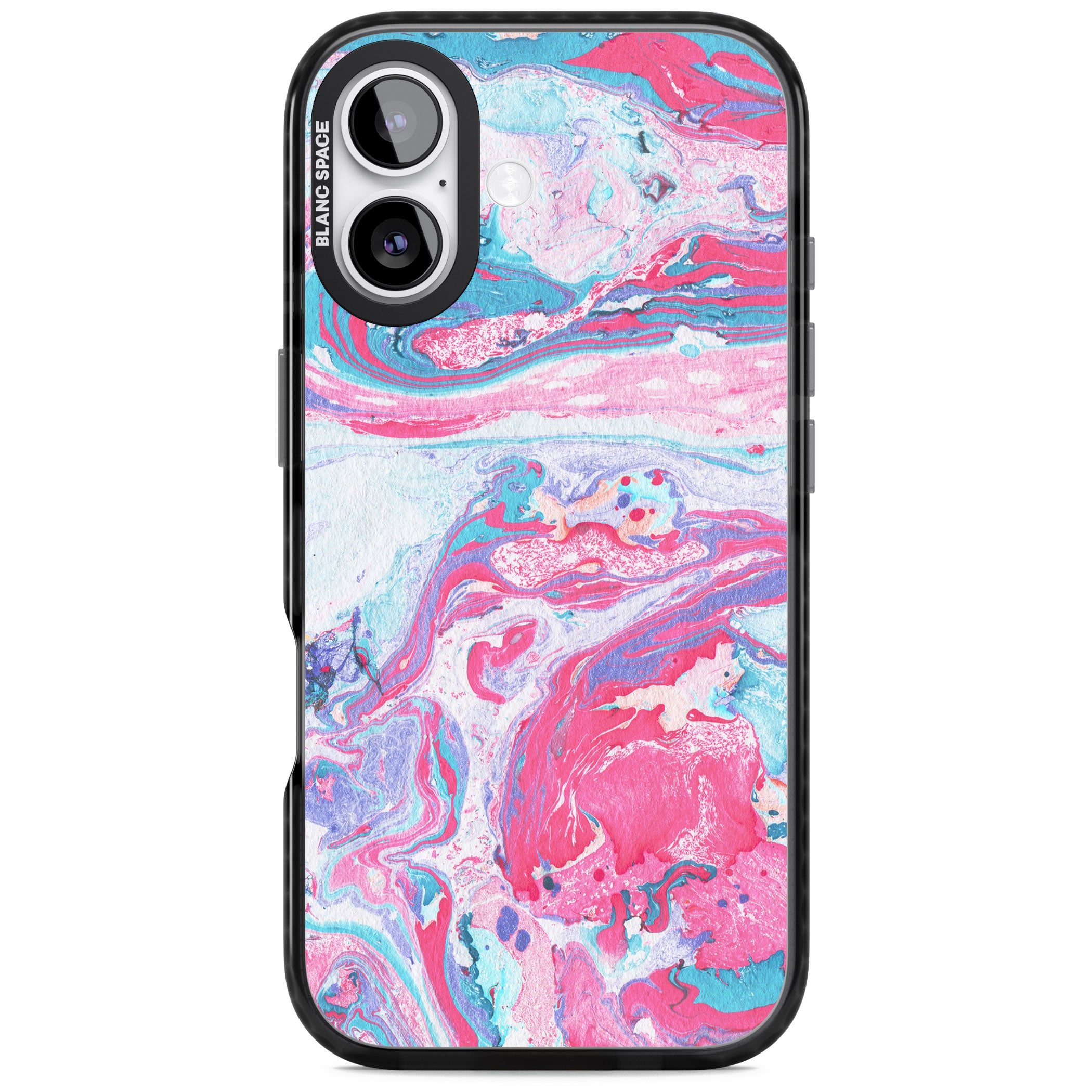 Pink, Blue & Purple Marbled Paper Pattern iPhone 17 Impact Pro Black Phone Case