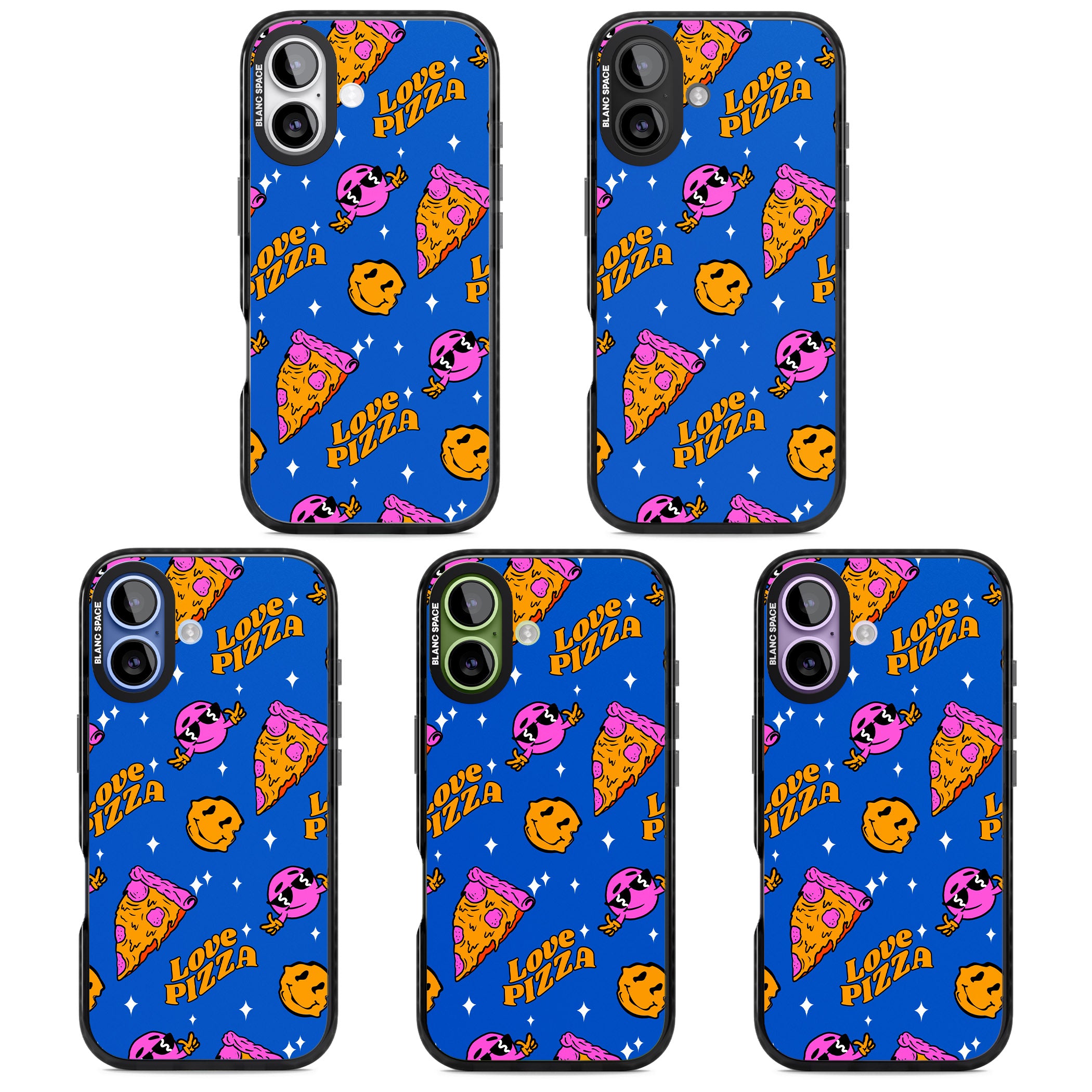 Psychedelic Love Pizza Pattern iPhone 17 Impact Pro Black Phone Case APT Impact Protection