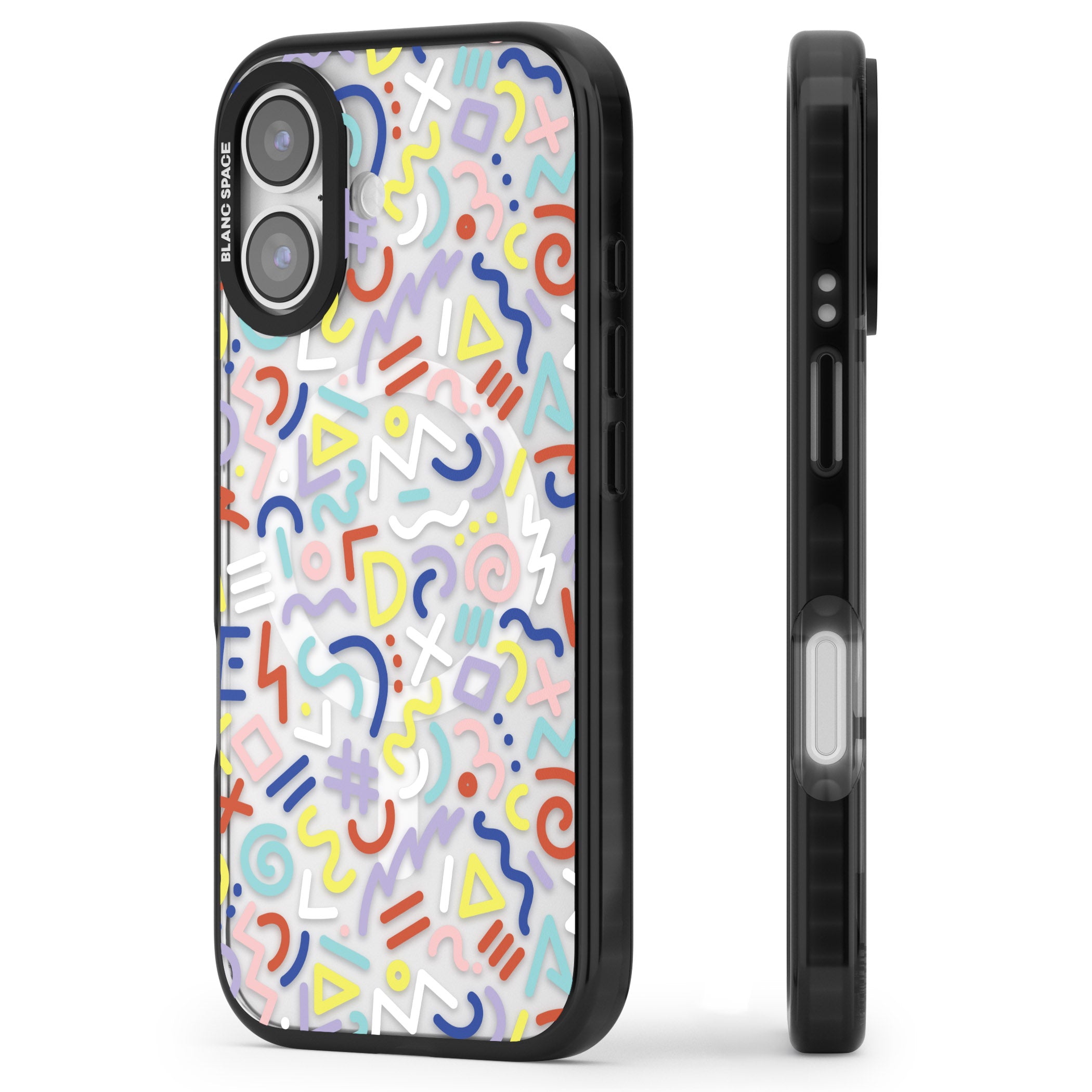 Colorful Retro Pattern iPhone 17 Impact Pro Black Phone Case Side Profile