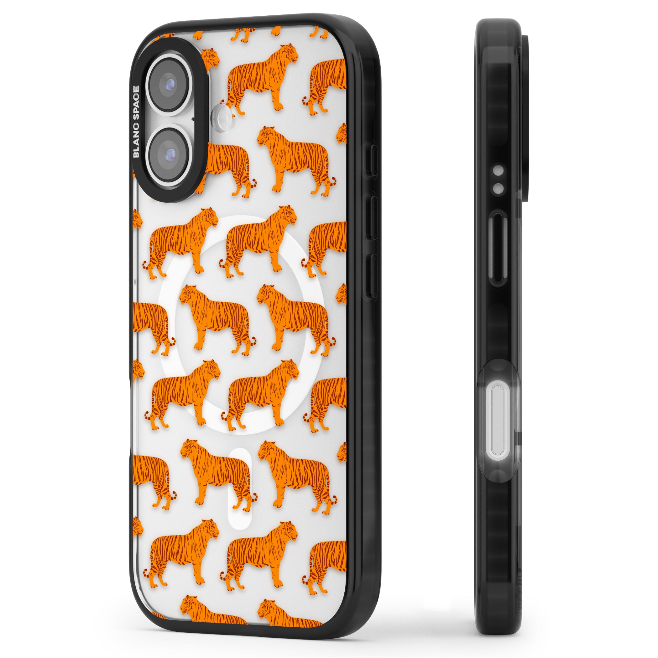 Tiger Pattern iPhone 17 Impact Pro Black Phone Case Side Profile