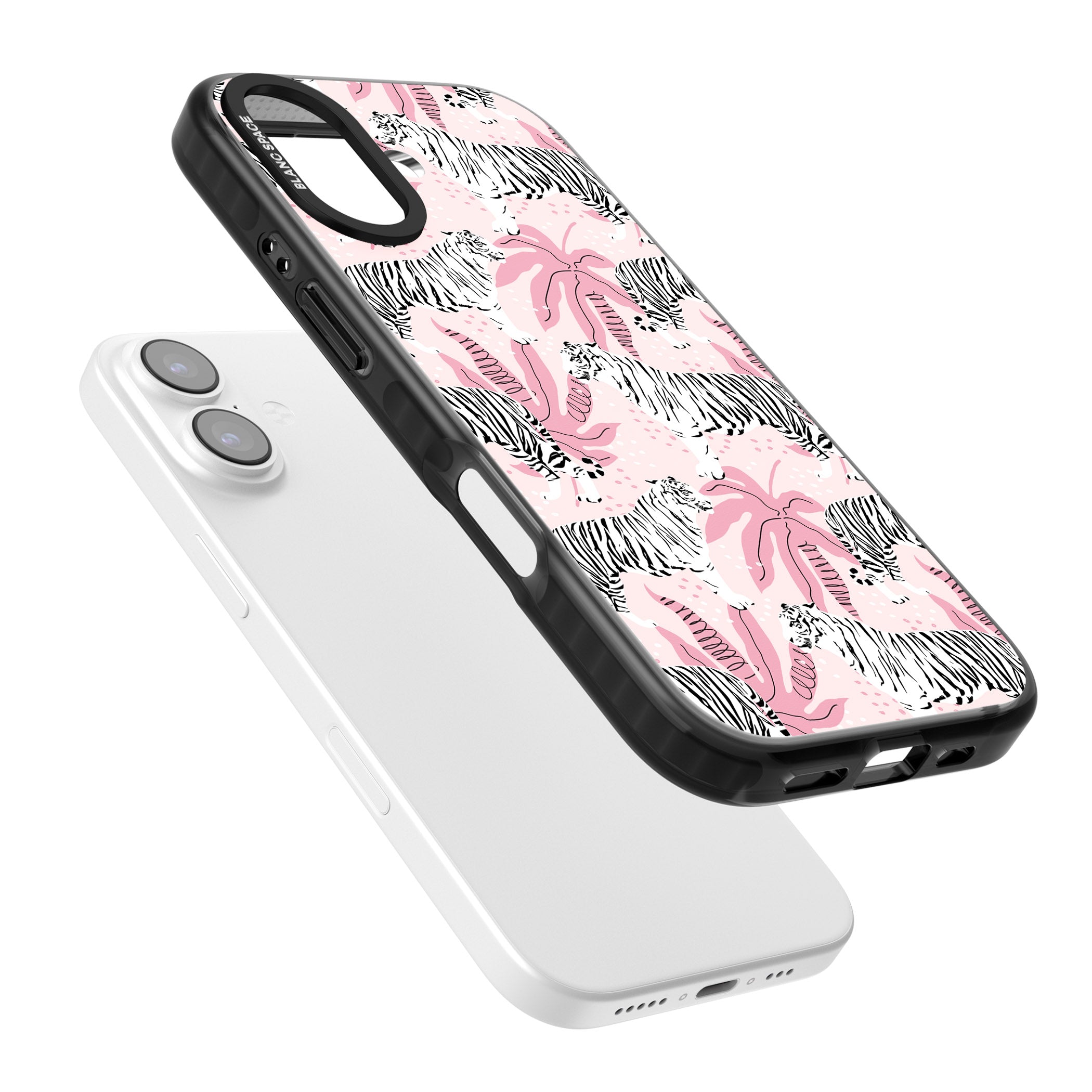 Pink Tiger Palm iPhone 17 Impact Pro Black Phone Case Colours