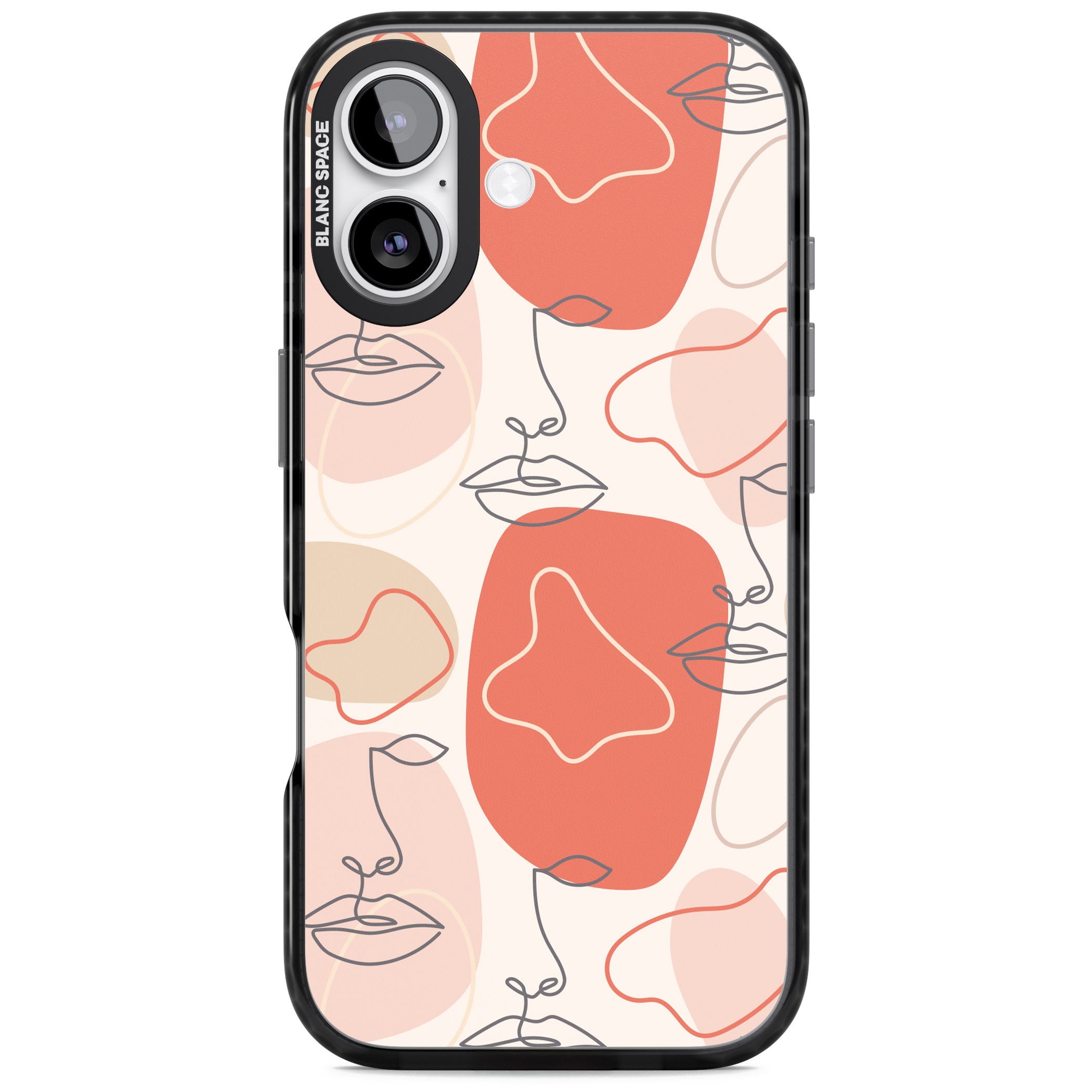 Abstract Face Line Art iPhone 17 Impact Pro Black Phone Case