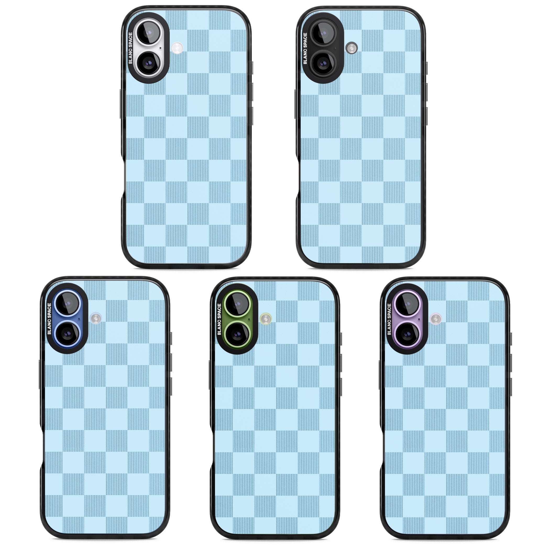 Skyblue Checkered iPhone 17 Impact Pro Black Phone Case APT Impact Protection