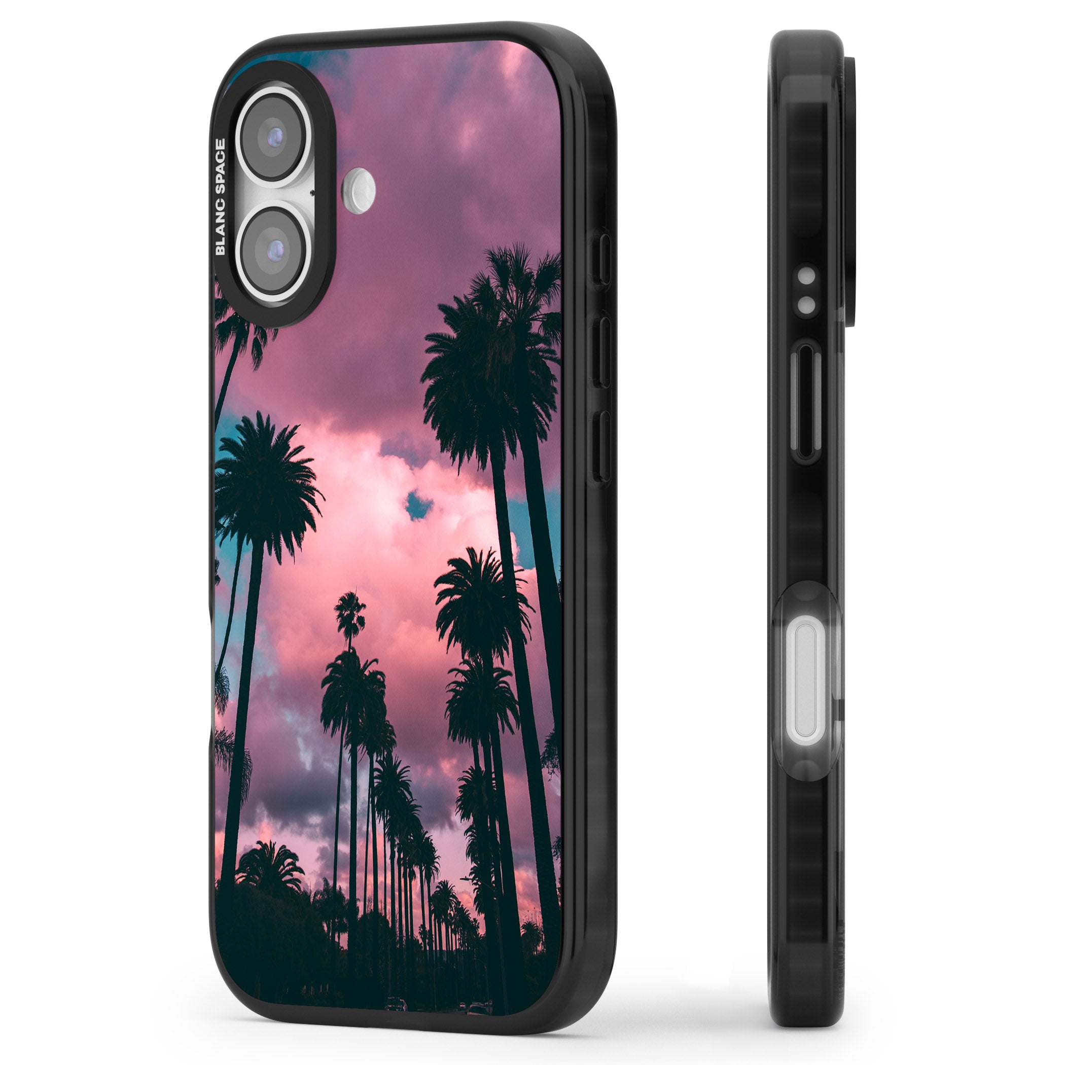 Sunset Palms iPhone 17 Impact Pro Black Phone Case Side Profile