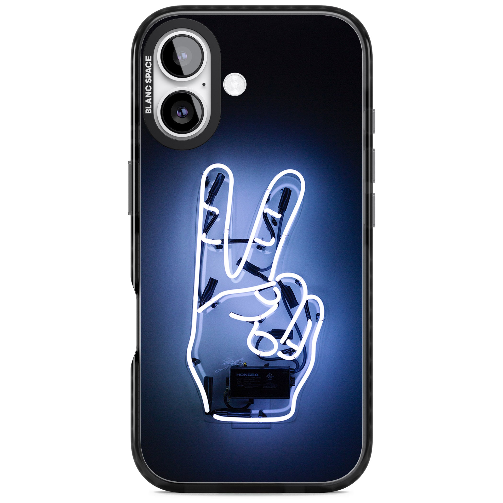 Neon Peace Sign iPhone 17 Impact Pro Black Phone Case