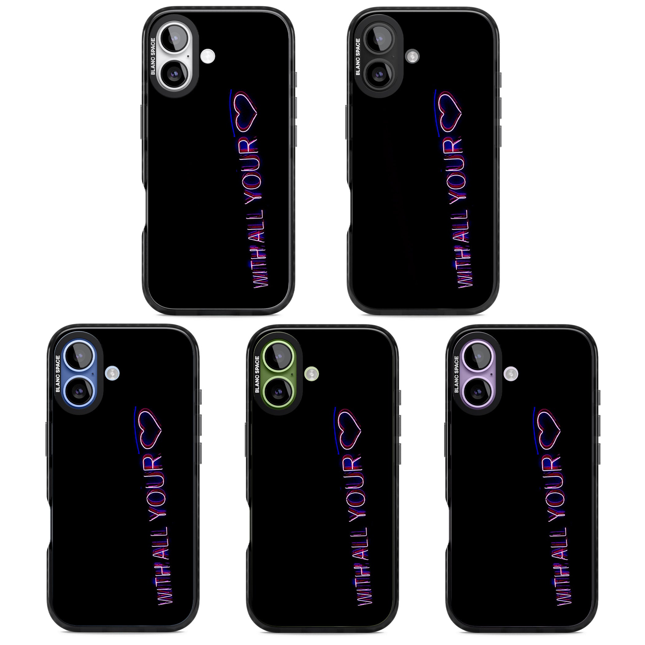 Neon Heart Script iPhone 17 Impact Pro Black Phone Case APT Impact Protection