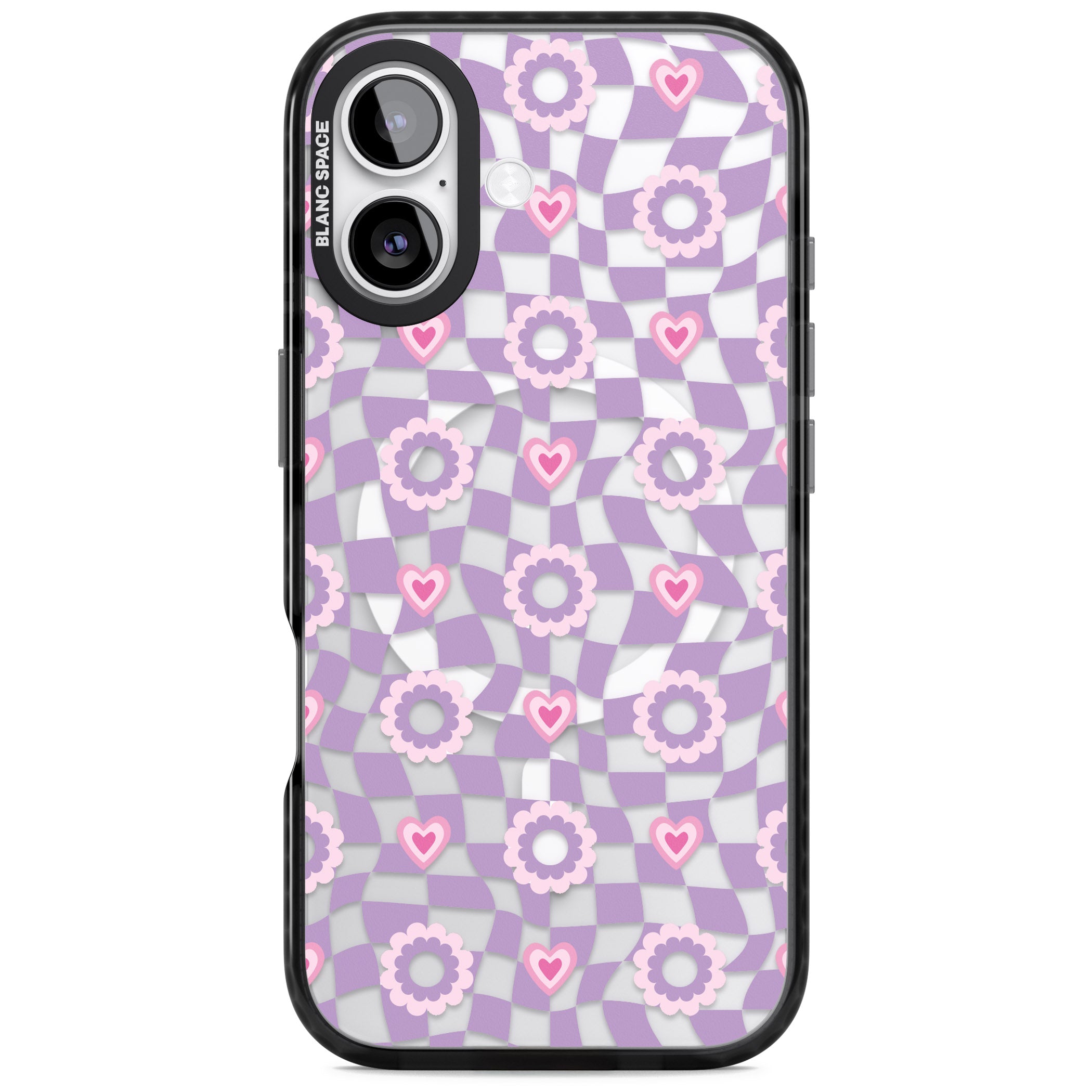 Checkered Love Pattern iPhone 17 Impact Pro Black Phone Case