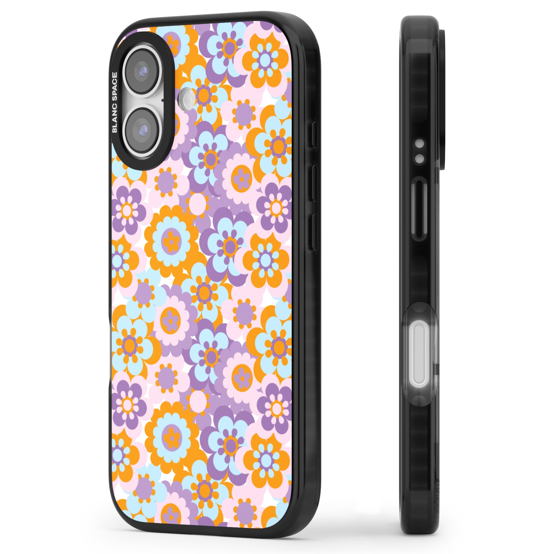 Flower Power Pattern iPhone 17 Impact Pro Black Phone Case Side Profile