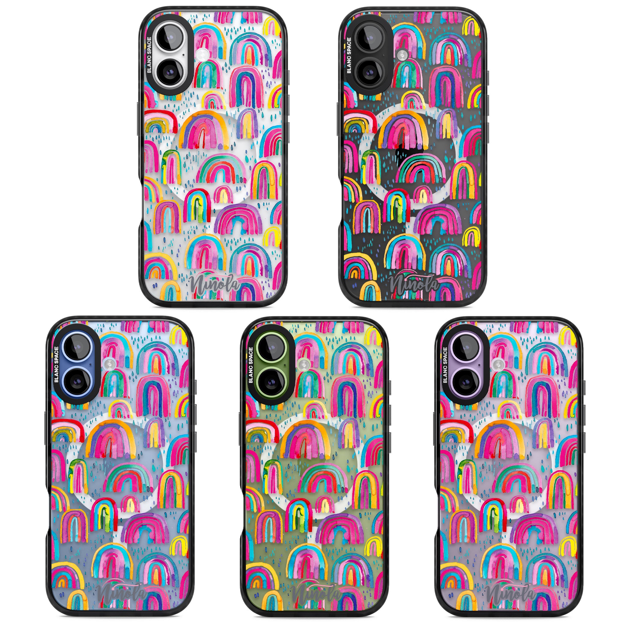 Watercolor Rainbow iPhone 17 Impact Pro Black Phone Case APT Impact Protection
