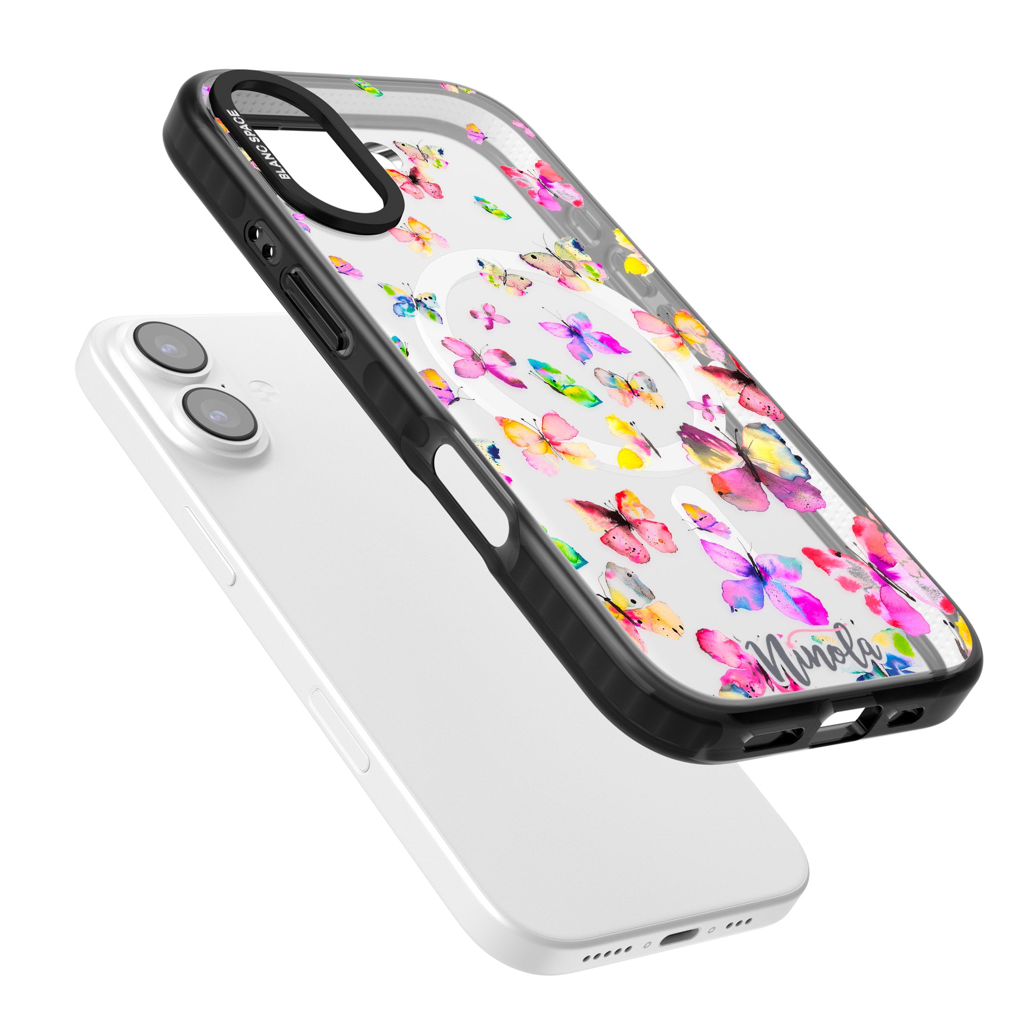 Watercolor Butterflies iPhone 17 Impact Pro Black Phone Case Colours