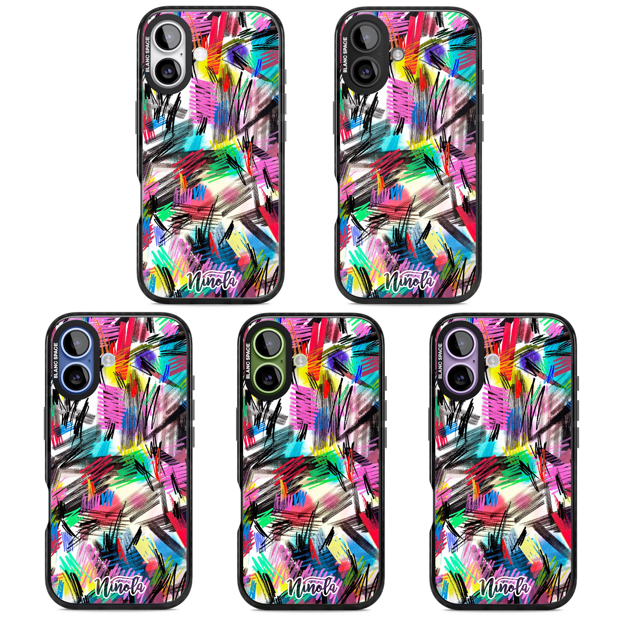 Wild Strokes Rainbow iPhone 17 Impact Pro Black Phone Case APT Impact Protection