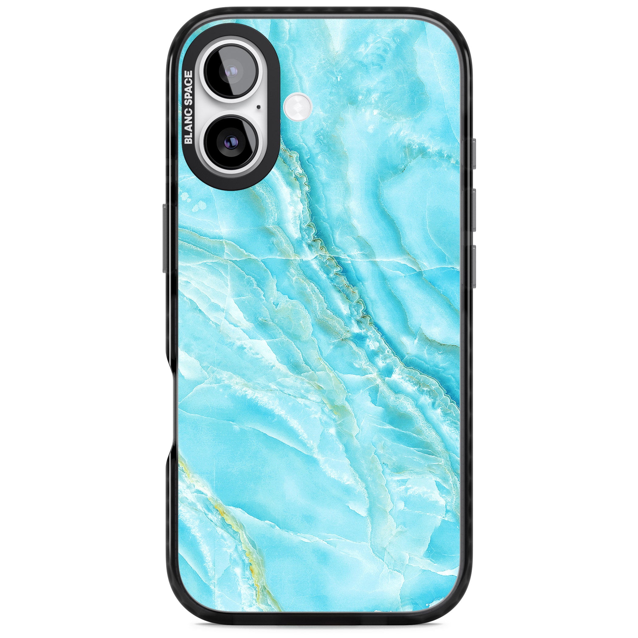 Blue Onyx Marble iPhone 17 Impact Pro Black Phone Case