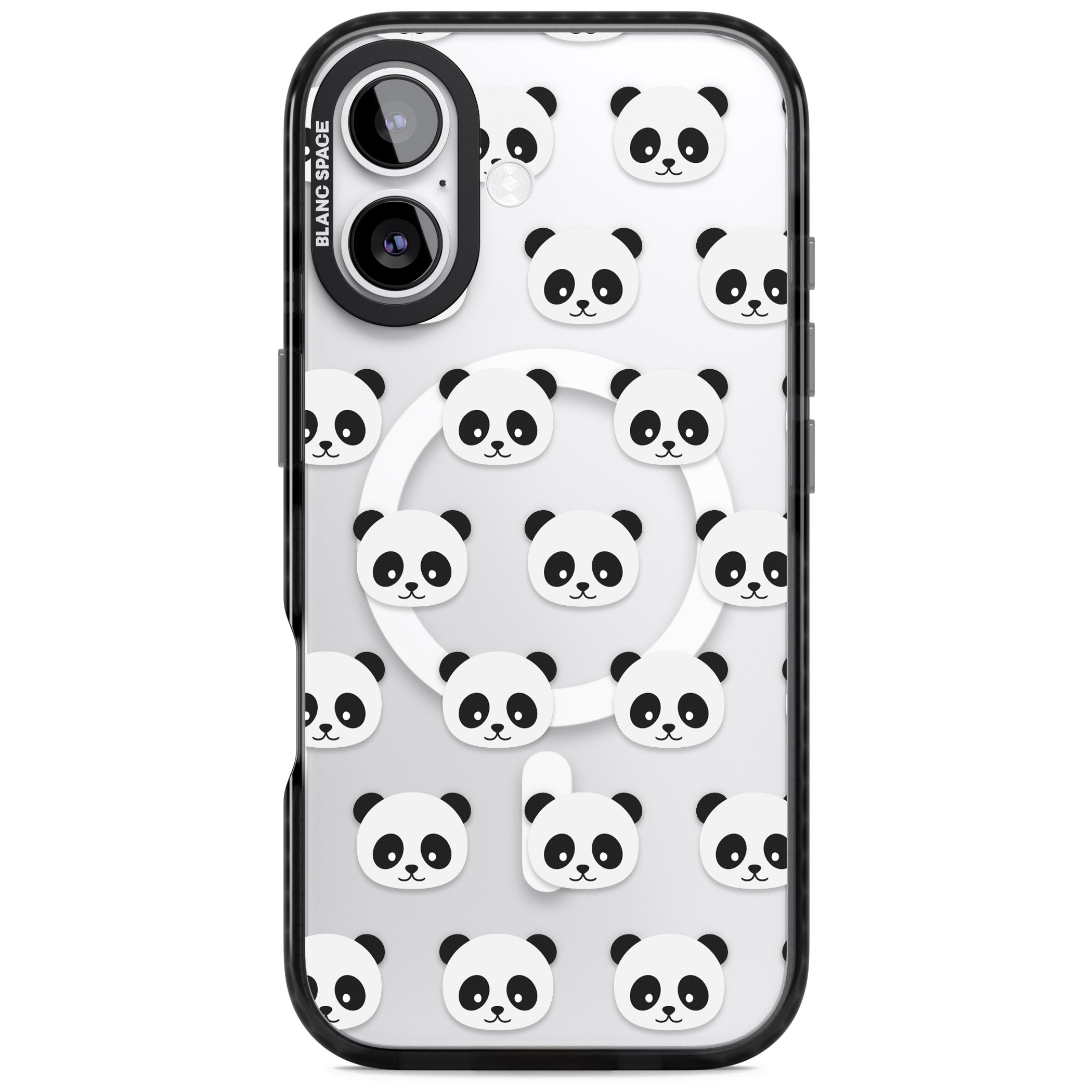 Panda Face Pattern iPhone 17 Impact Pro Black Phone Case