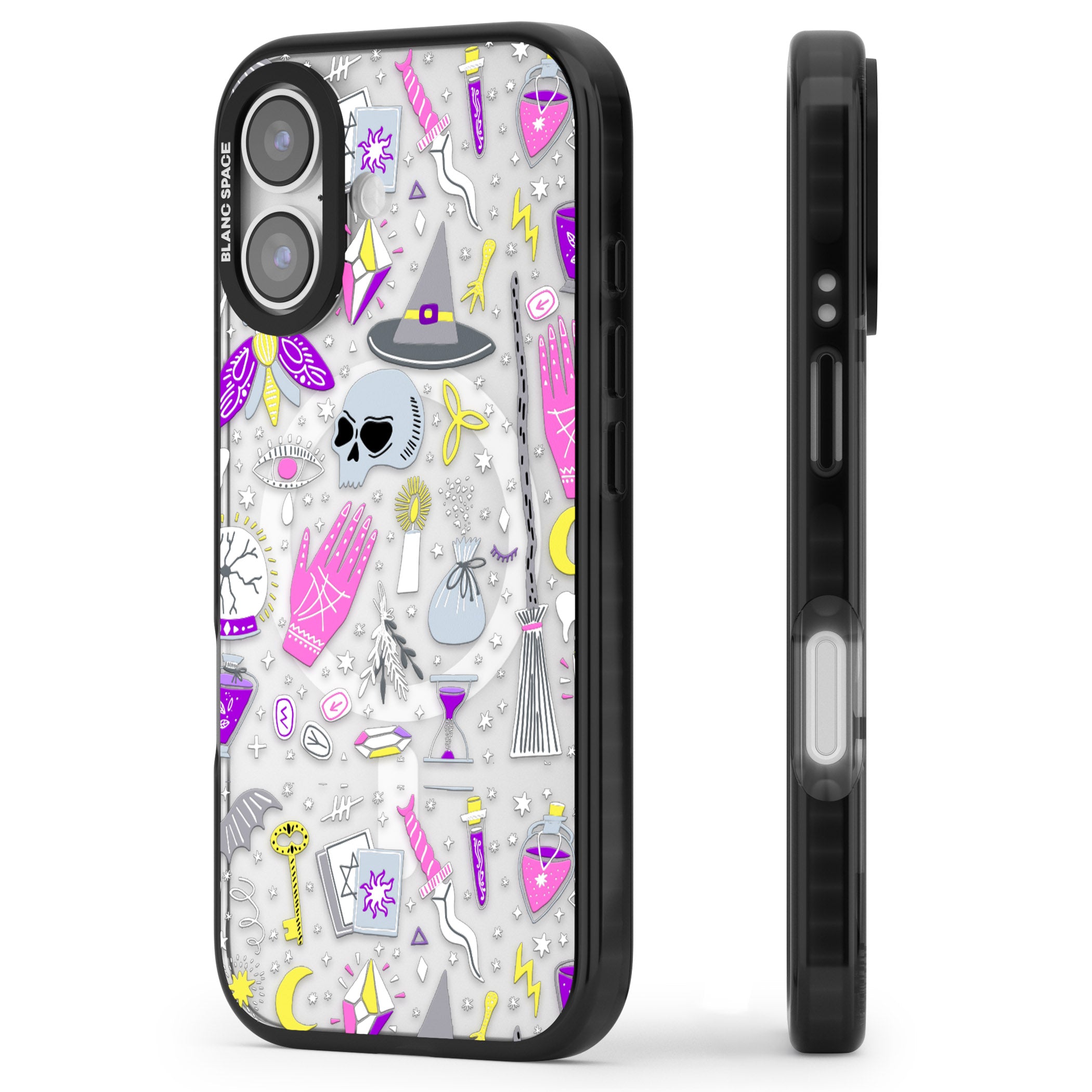 Black Magic Pattern iPhone 17 Impact Pro Black Phone Case Side Profile