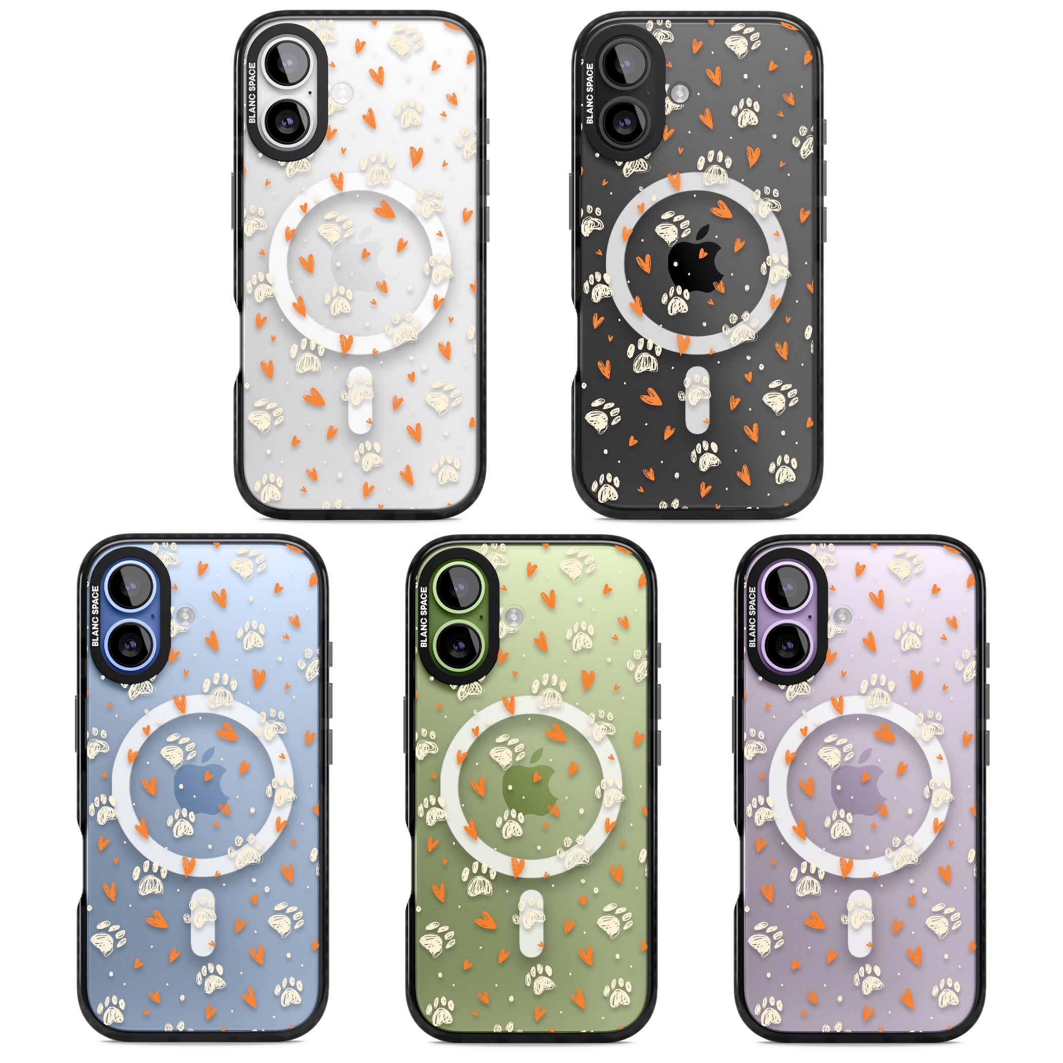 Paws And Hearts Pattern iPhone 17 Impact Pro Black Phone Case APT Impact Protection