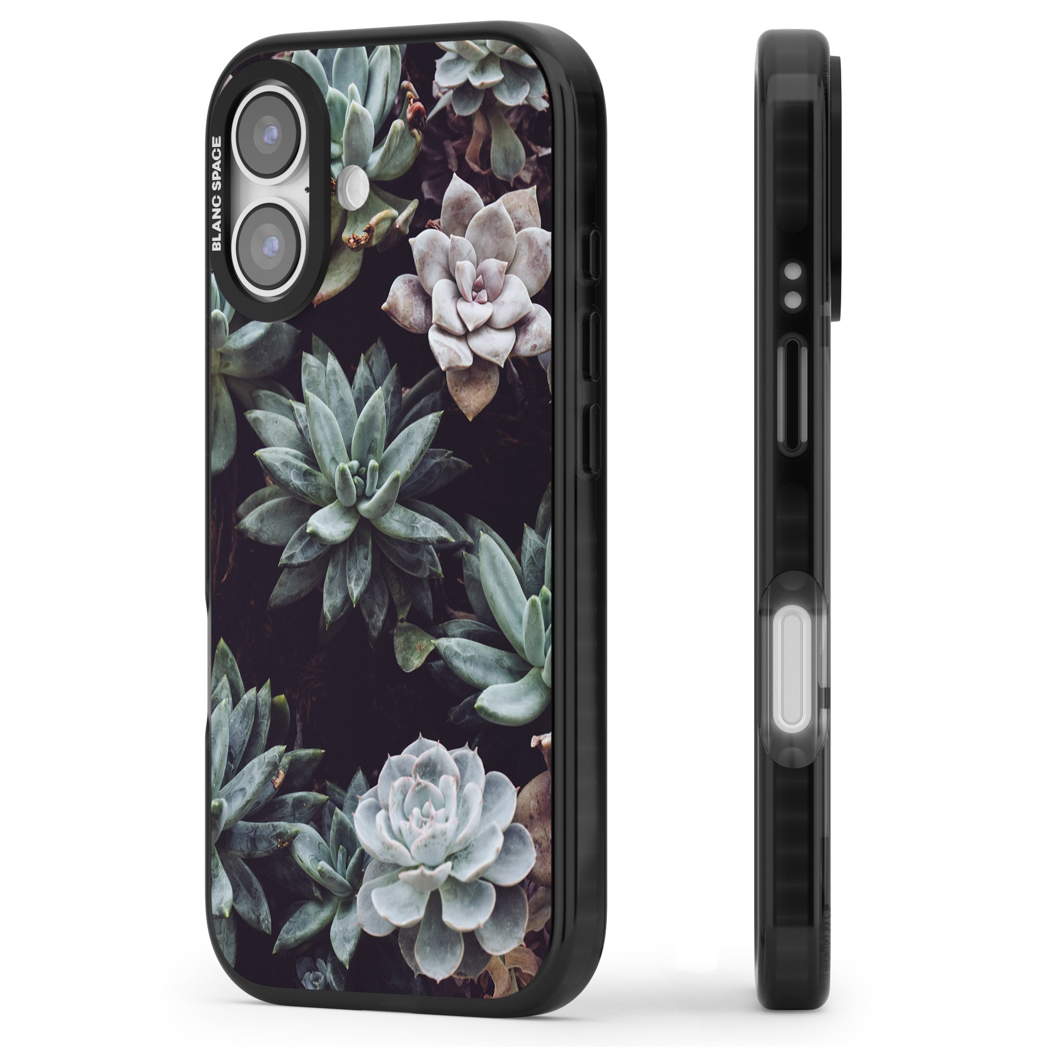 Succulent Bloom Mixed iPhone 17 Impact Pro Black Phone Case Side Profile